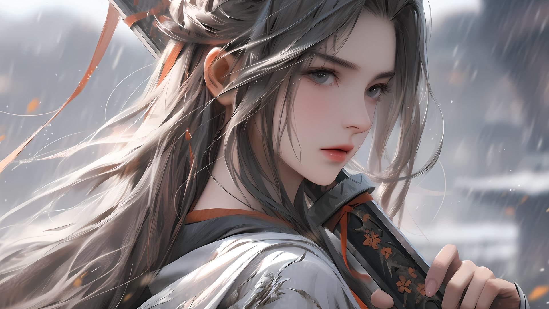 雨夜独剑少女