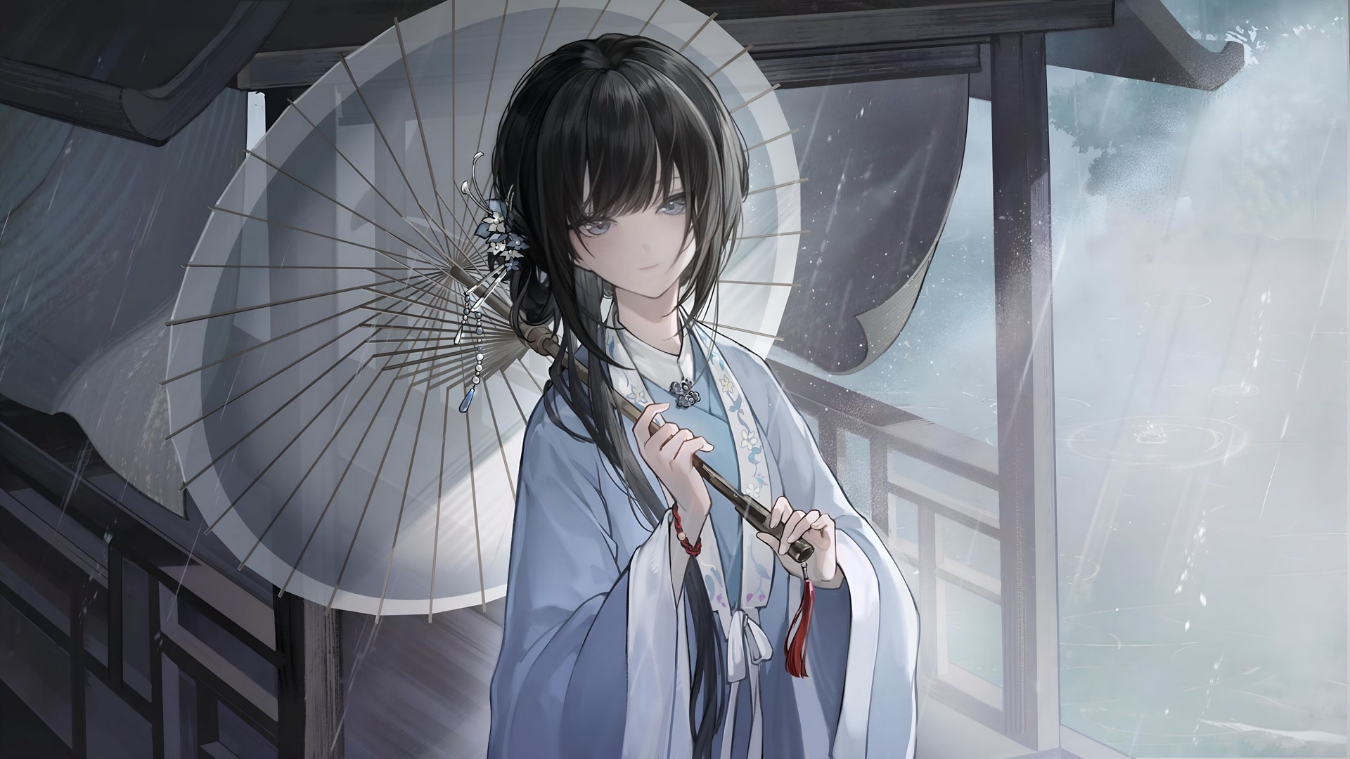 雨巷青衫少女