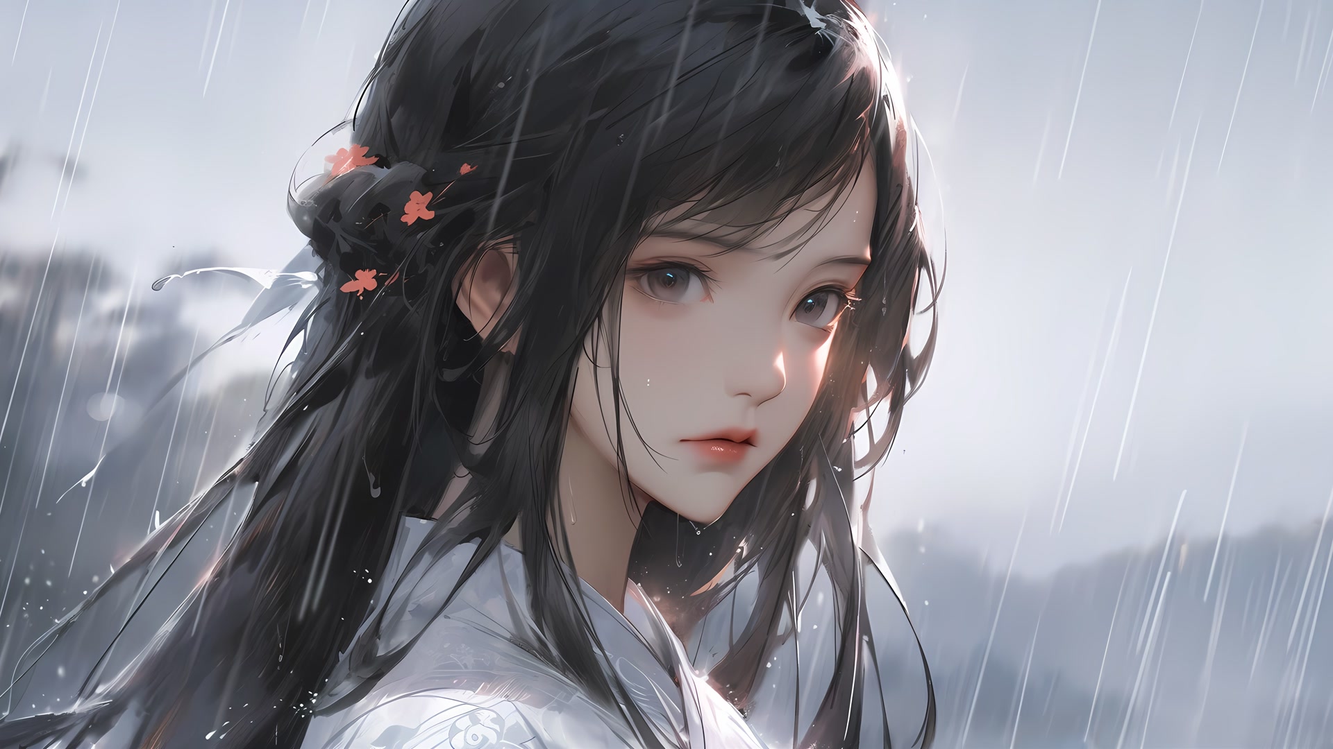雨落青丝映眸