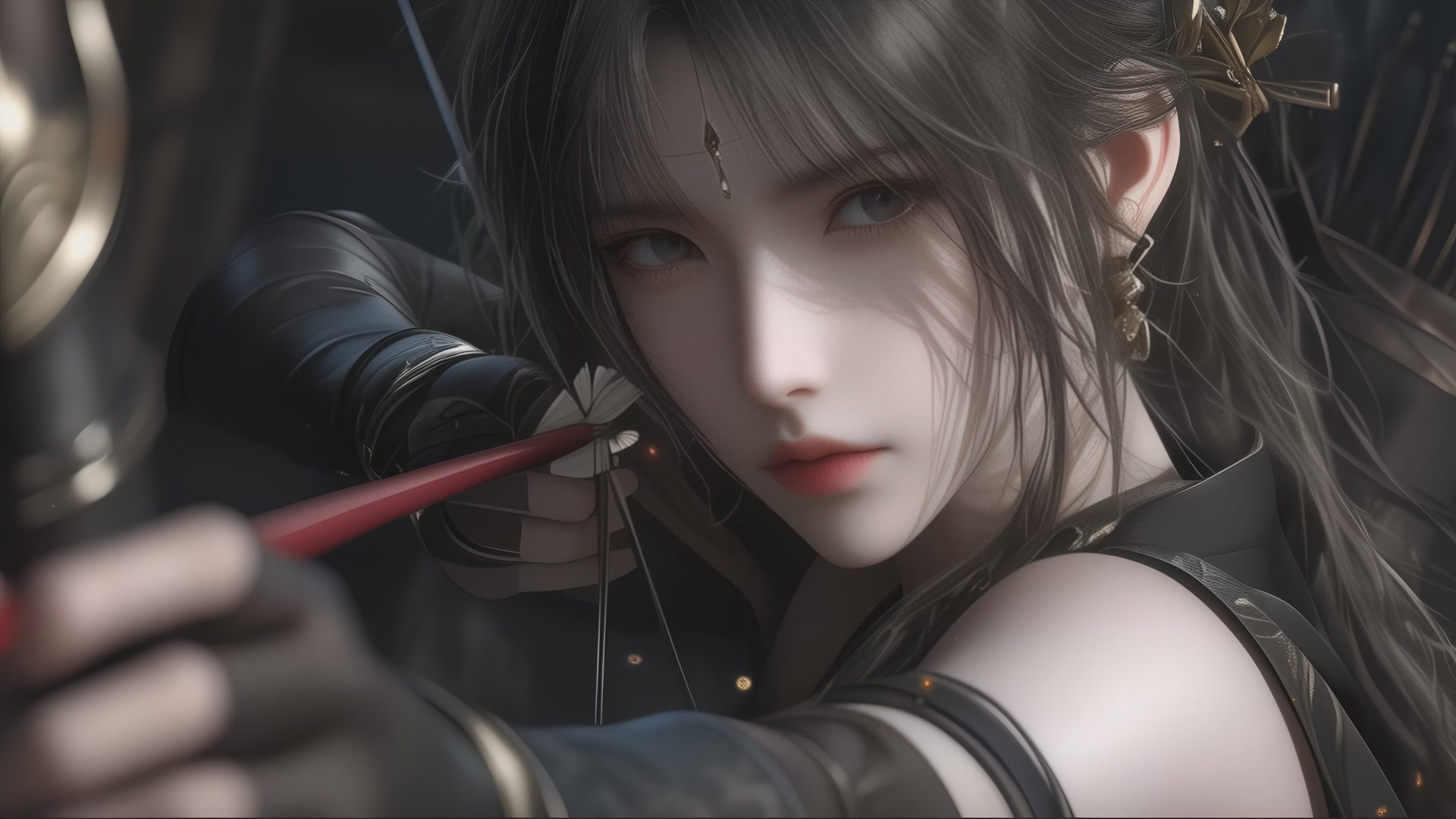 黑衣美人挽弓