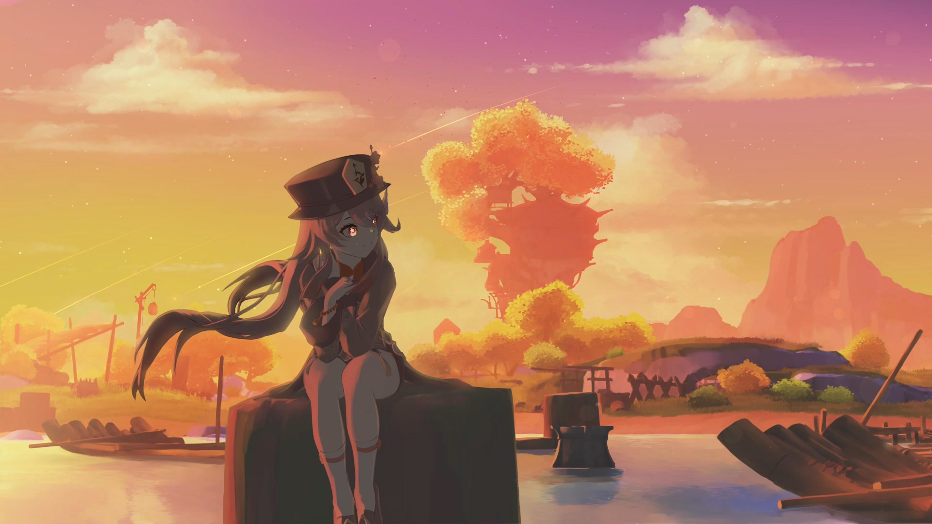 夕阳下的少女