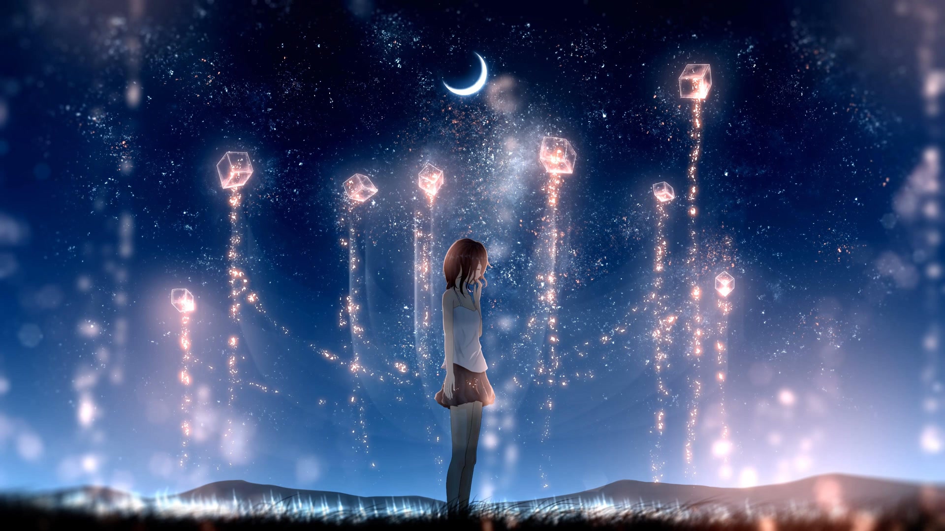星空下的少女