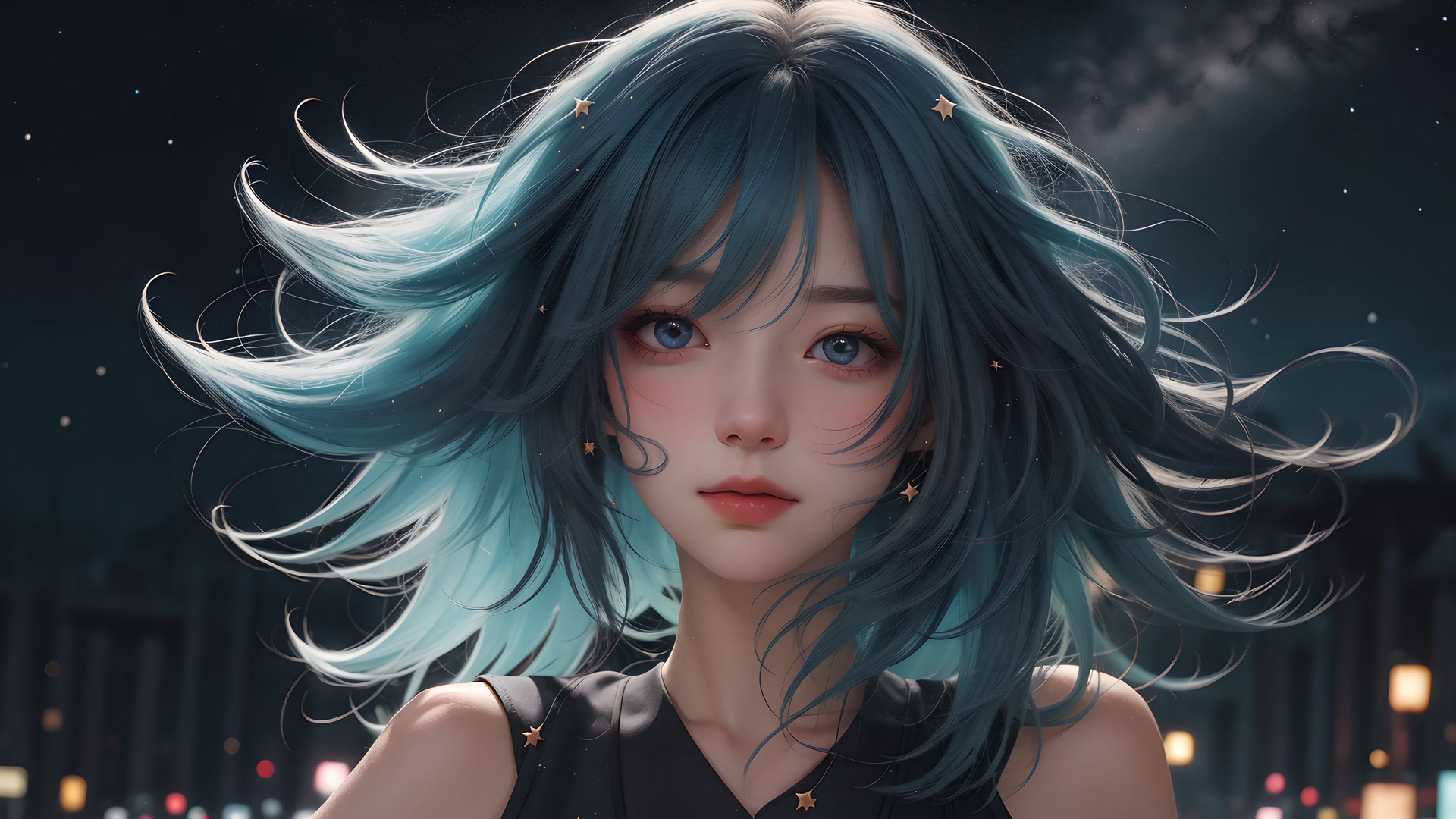 星空蓝发少女