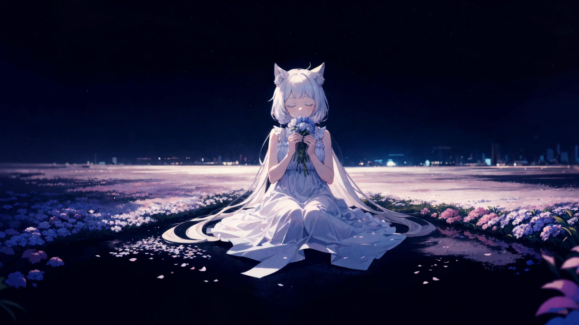 月下猫耳少女