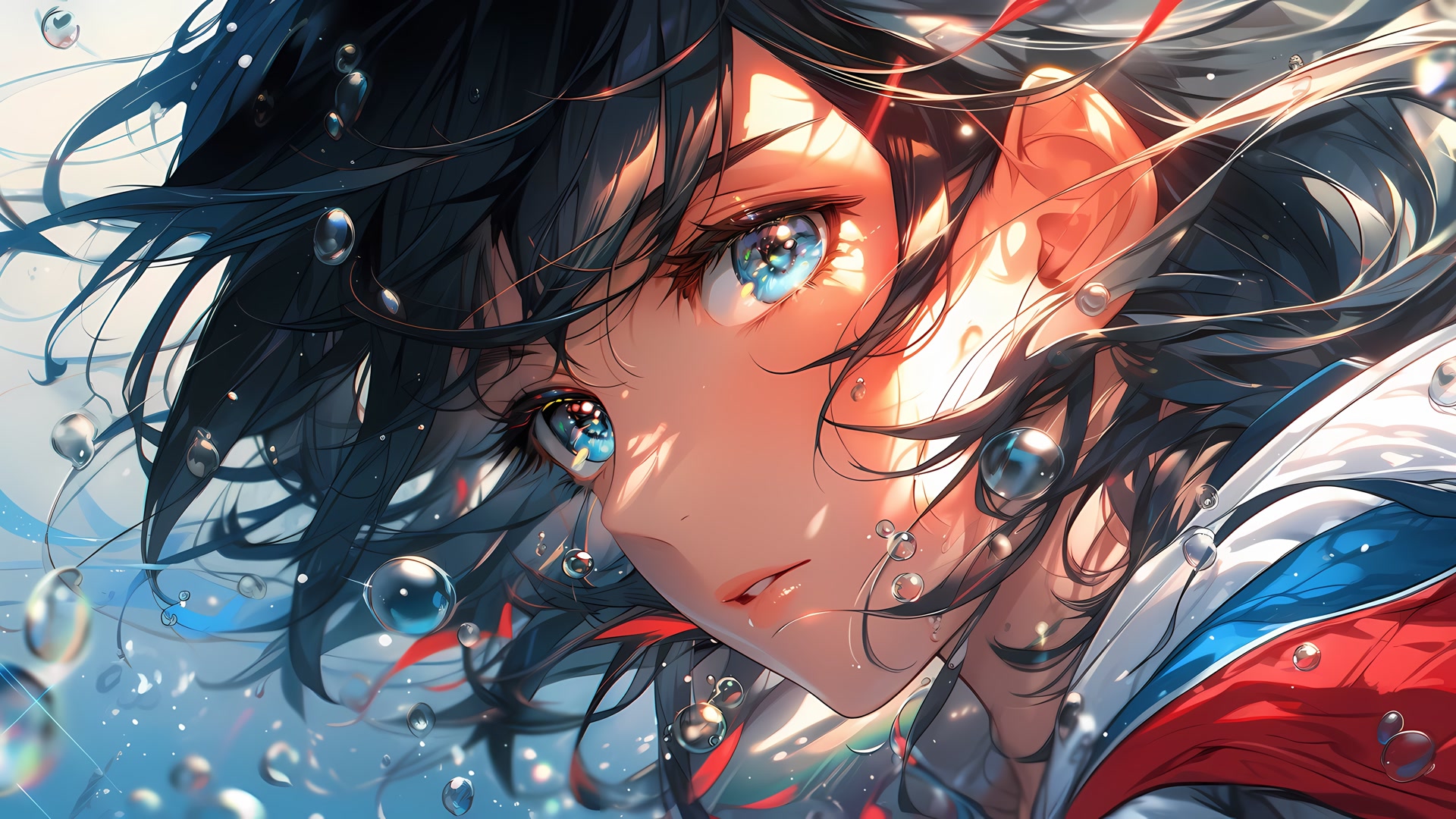 水中蓝眸少女
