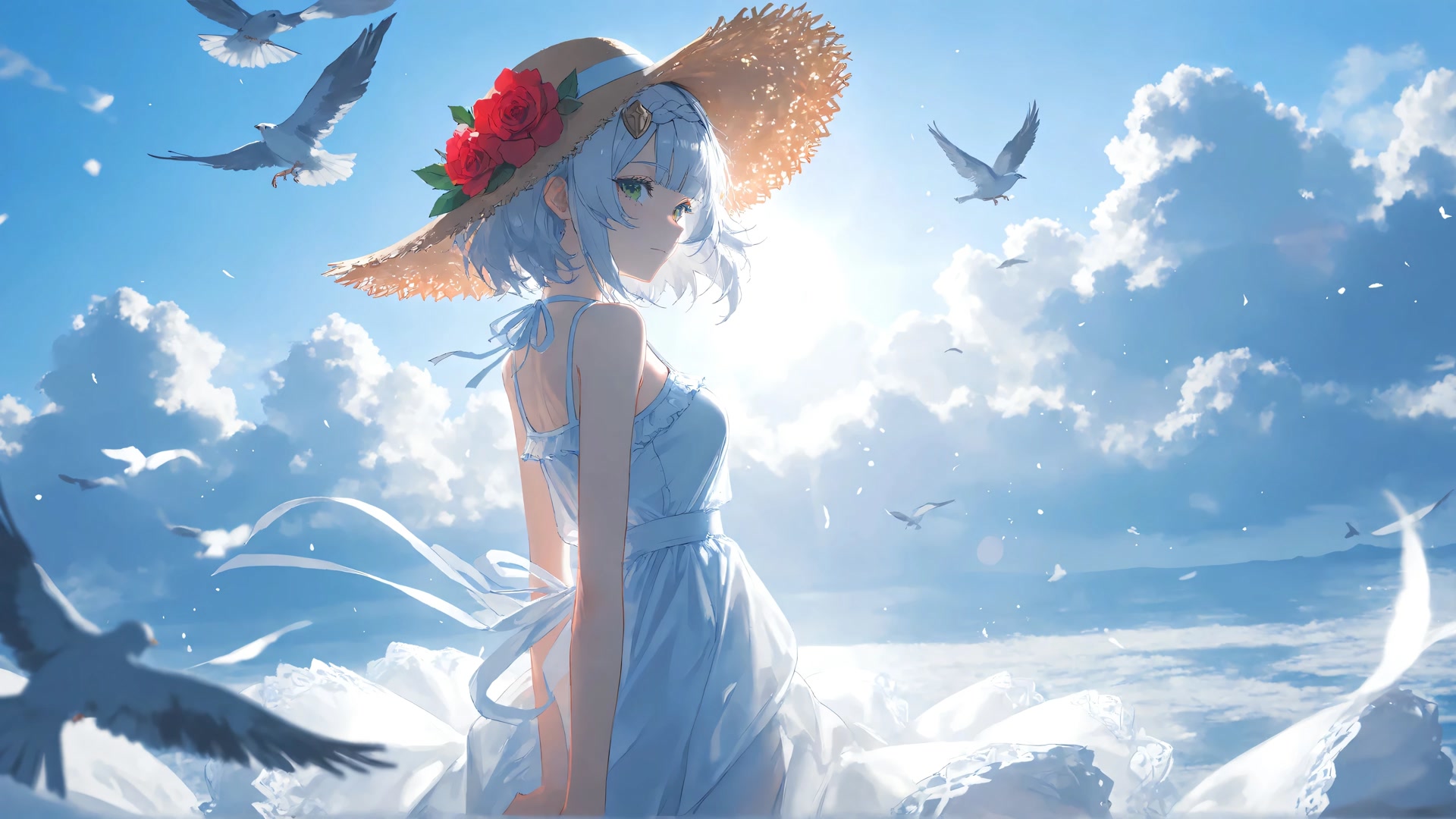 海边少女回眸