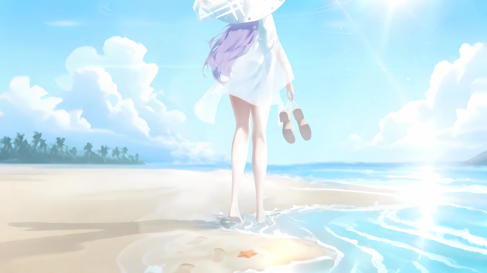海边少女背影