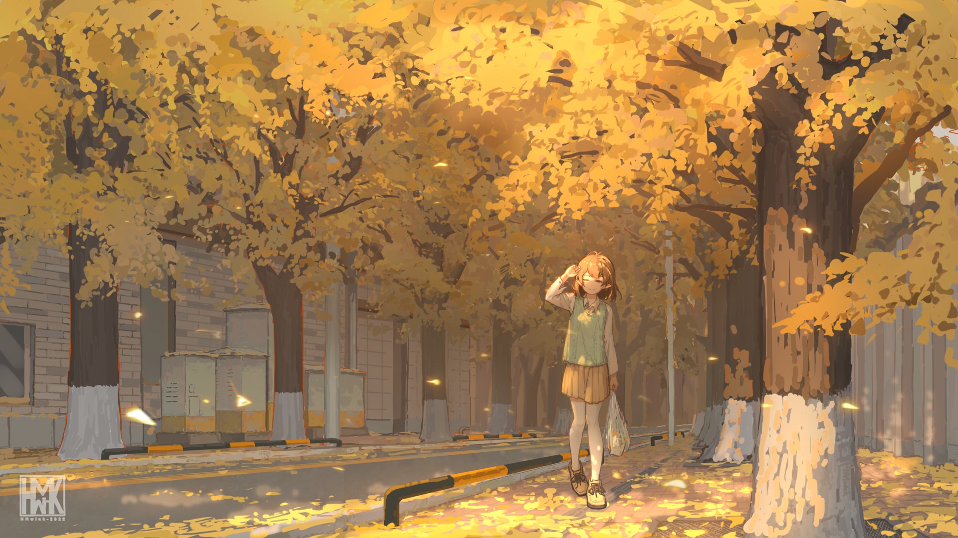 秋日银杏少女