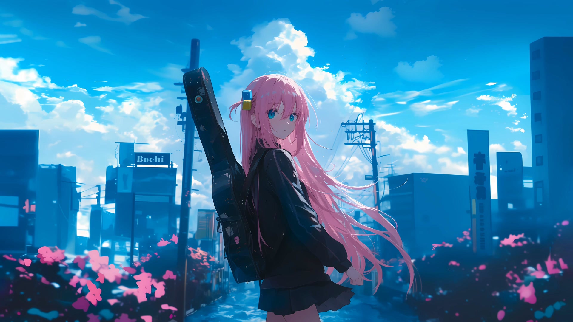 粉发少女吉他