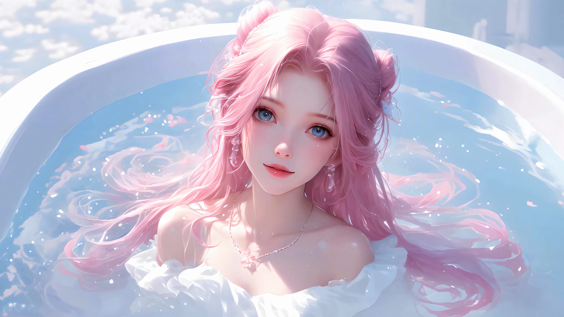 粉发少女沐浴