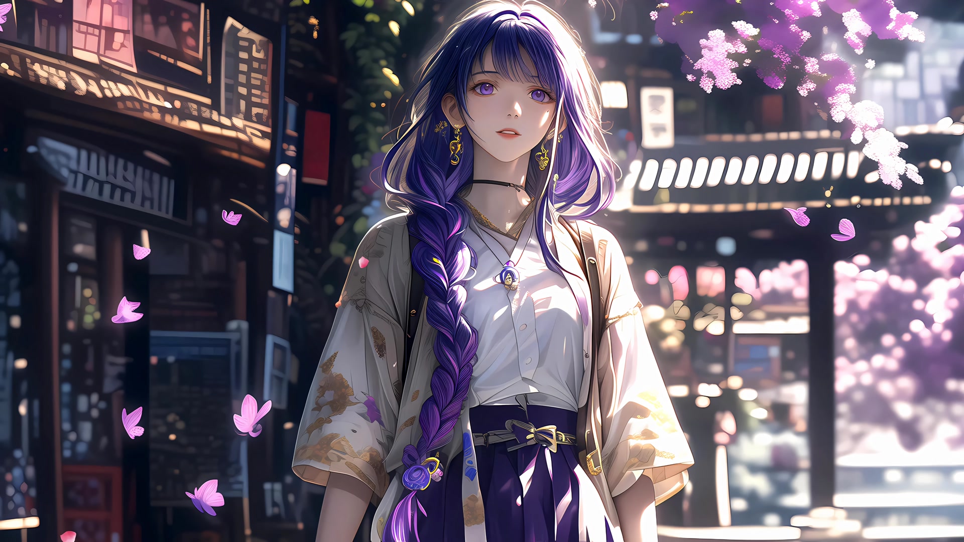 紫发和服少女