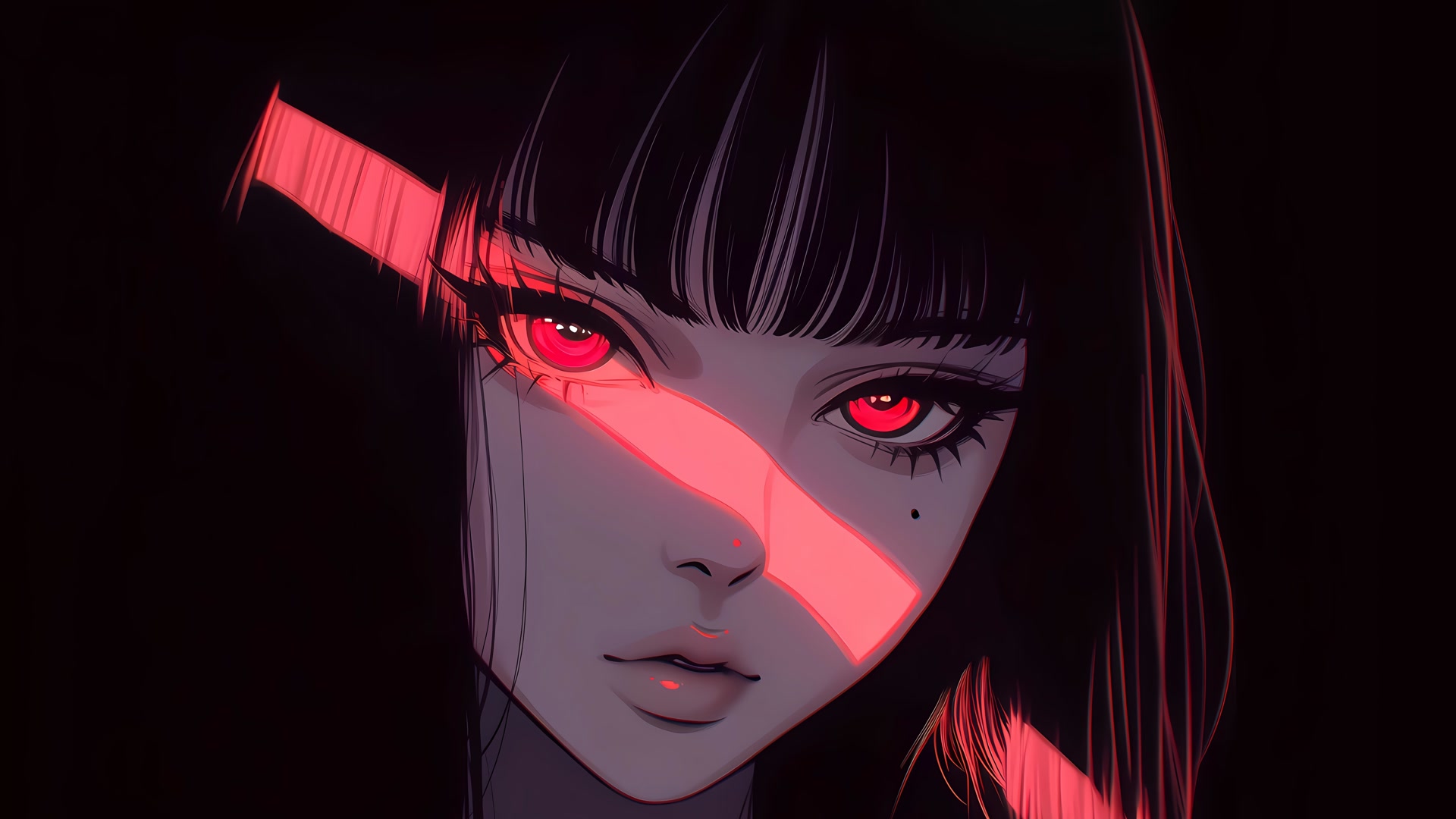 红瞳黑发少女