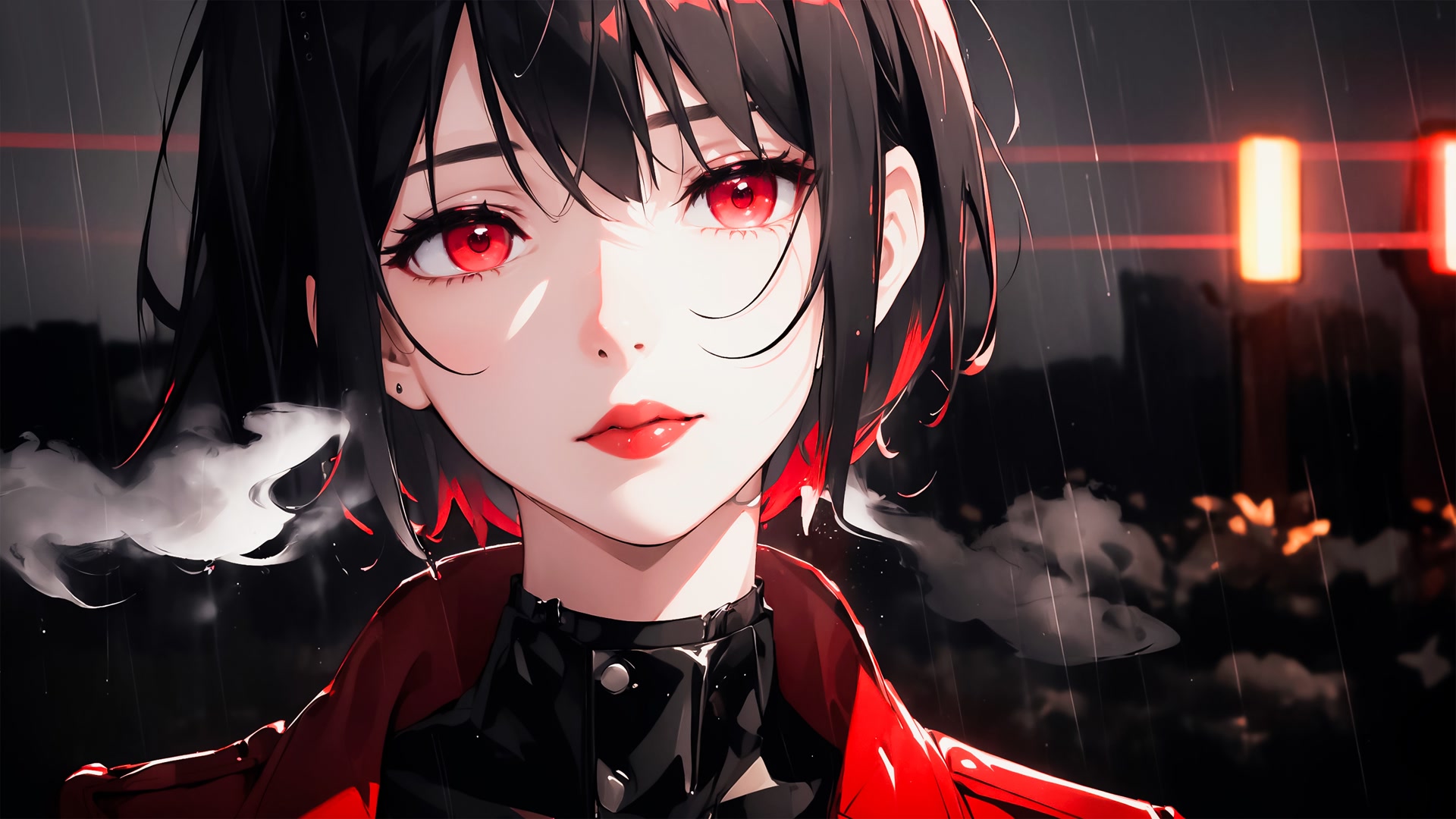 红瞳黑发少女