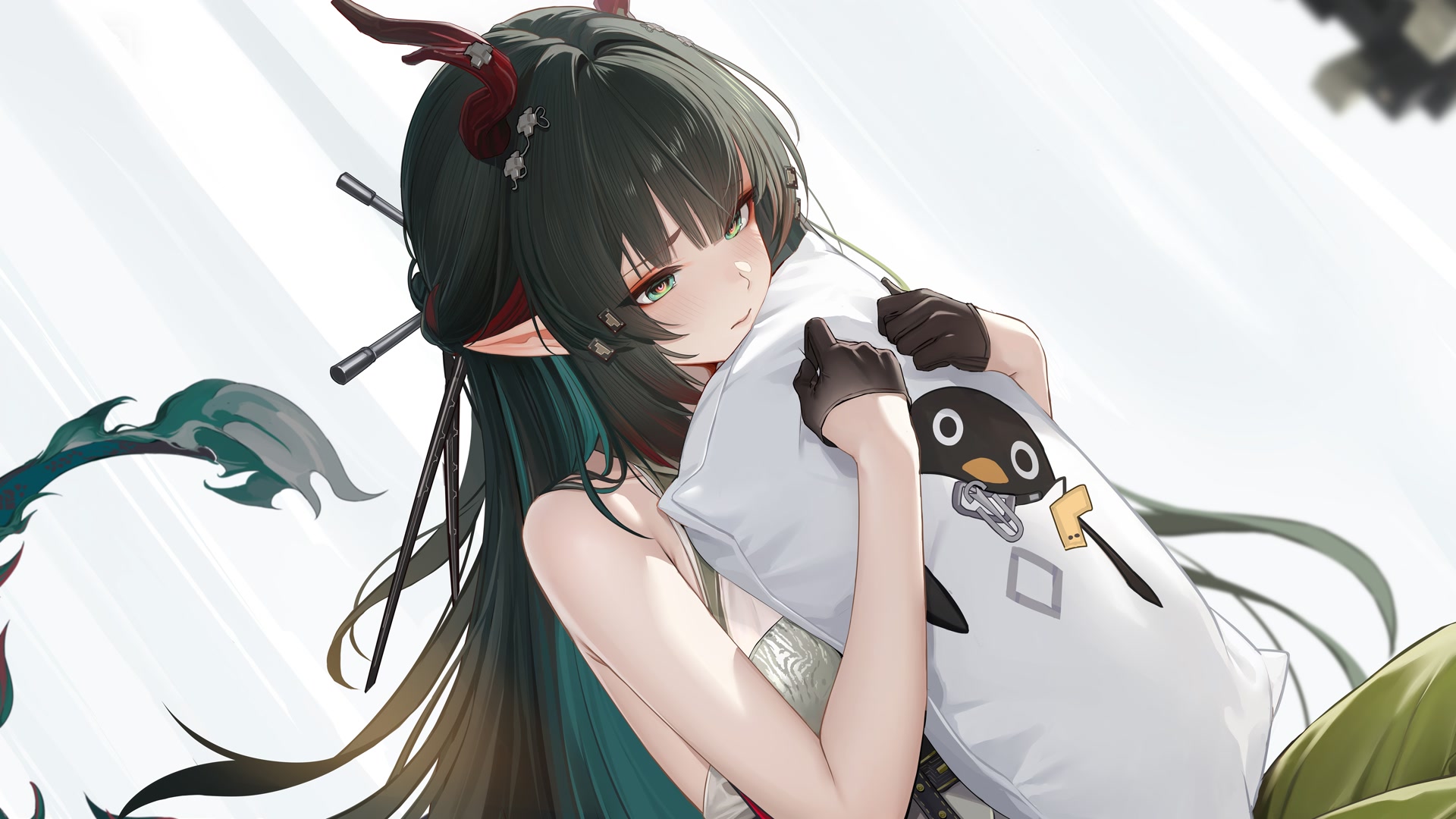 绿发少女抱枕