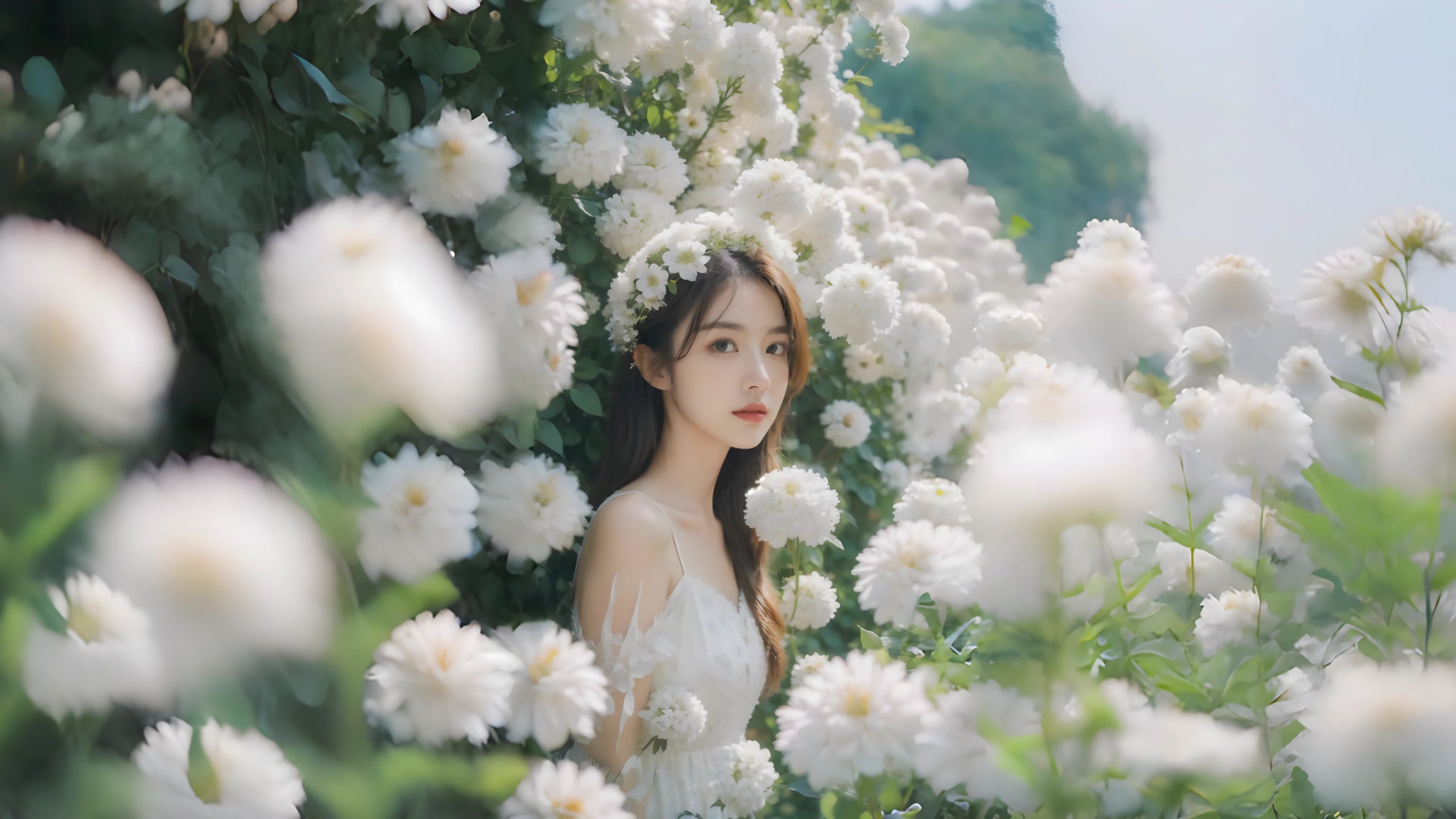 花丛中的少女