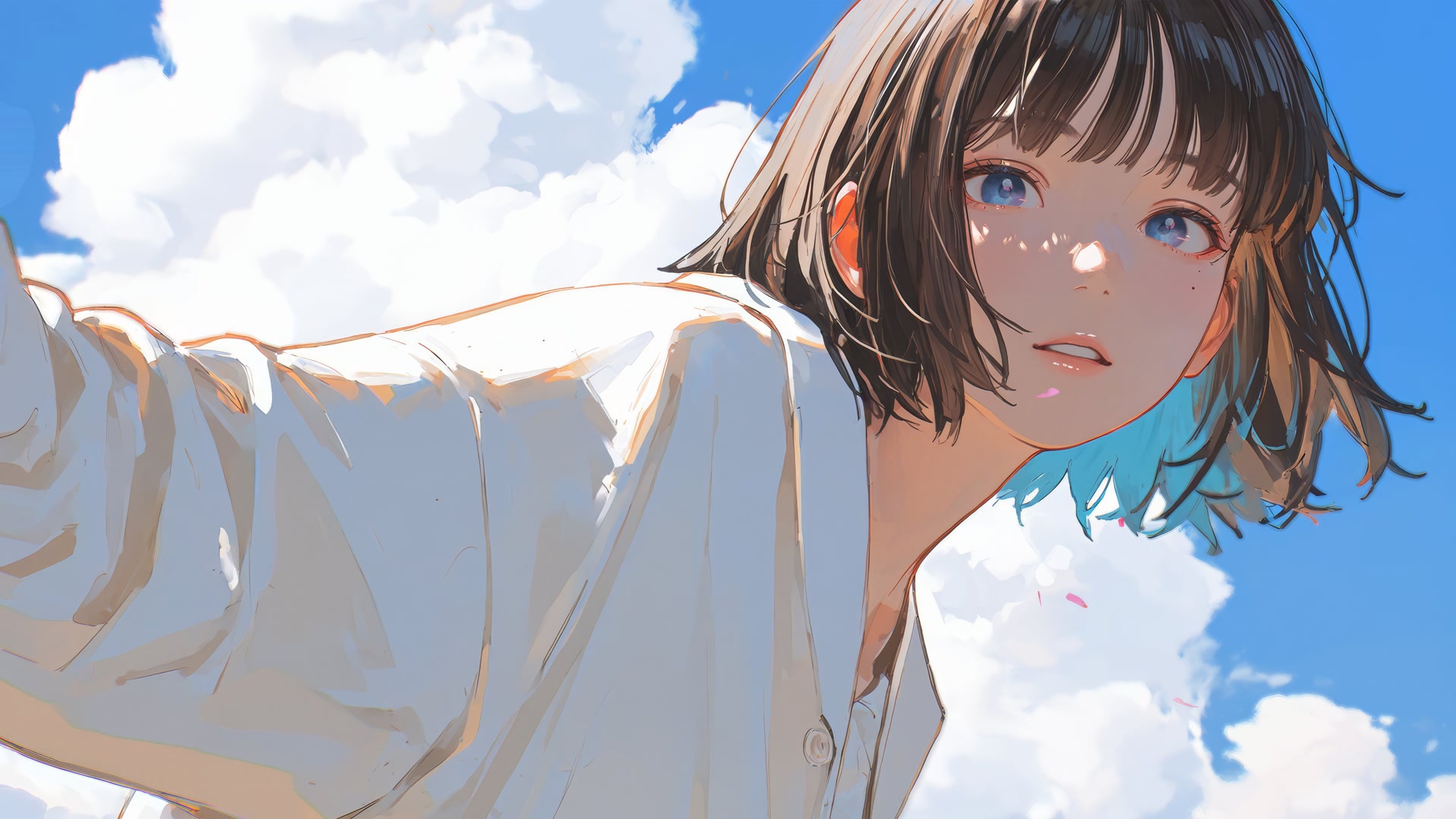 蓝天白云少女