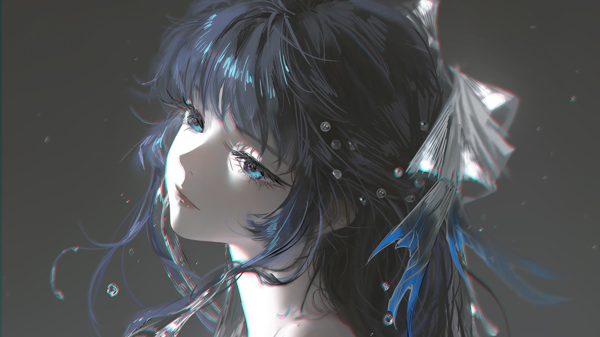 蓝眸黑发少女