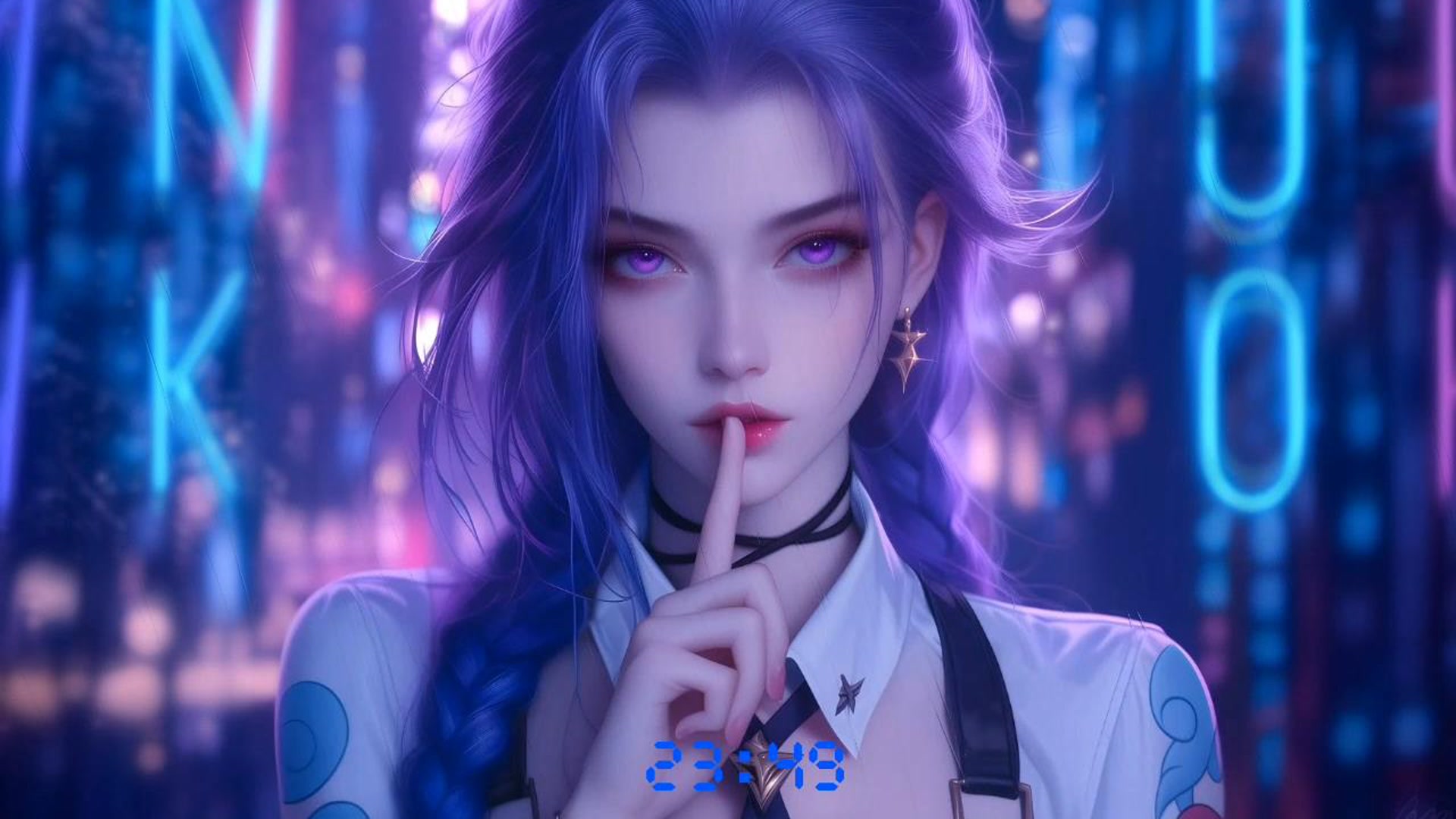 霓虹紫发少女