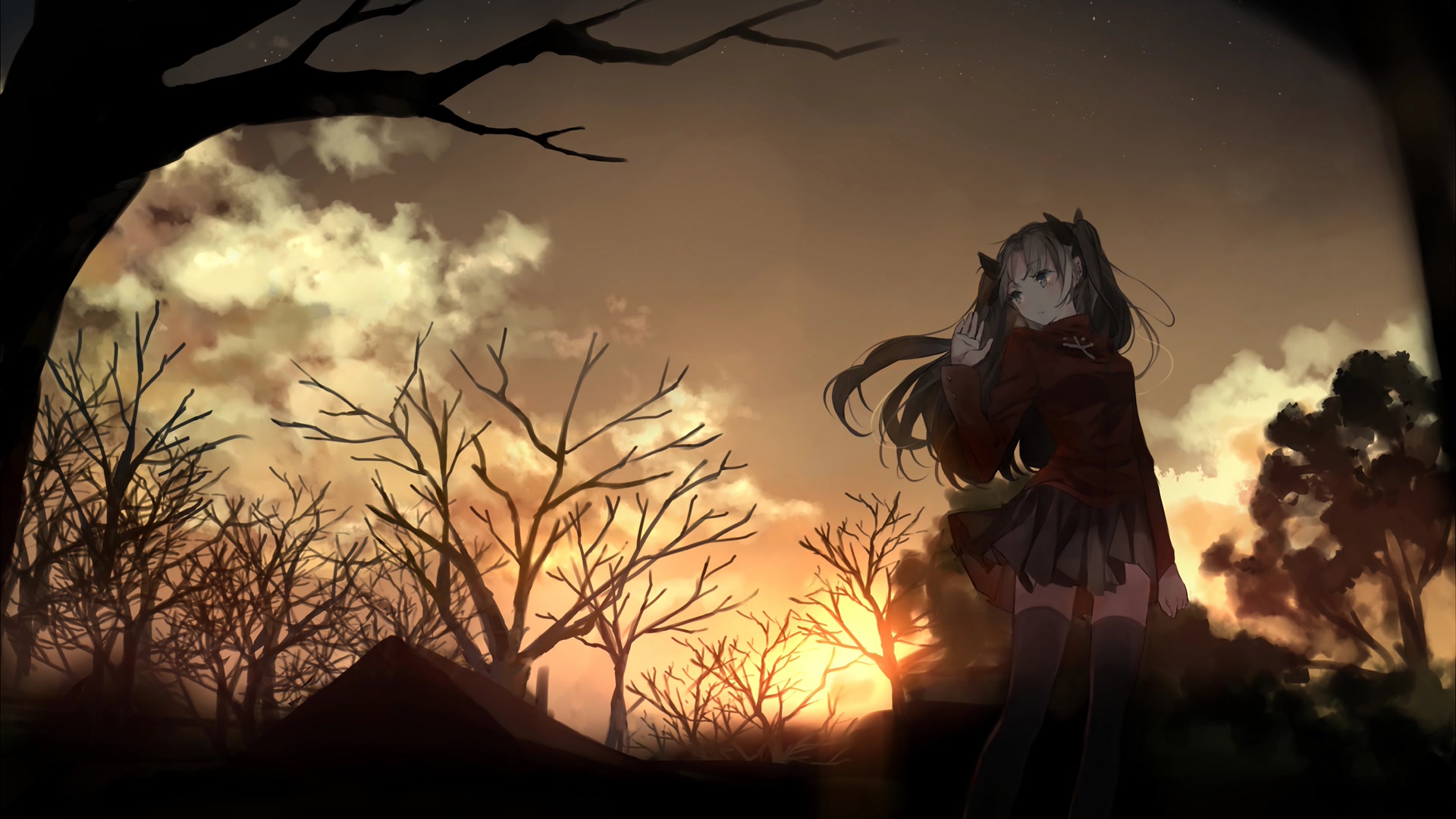 黄昏下的少女