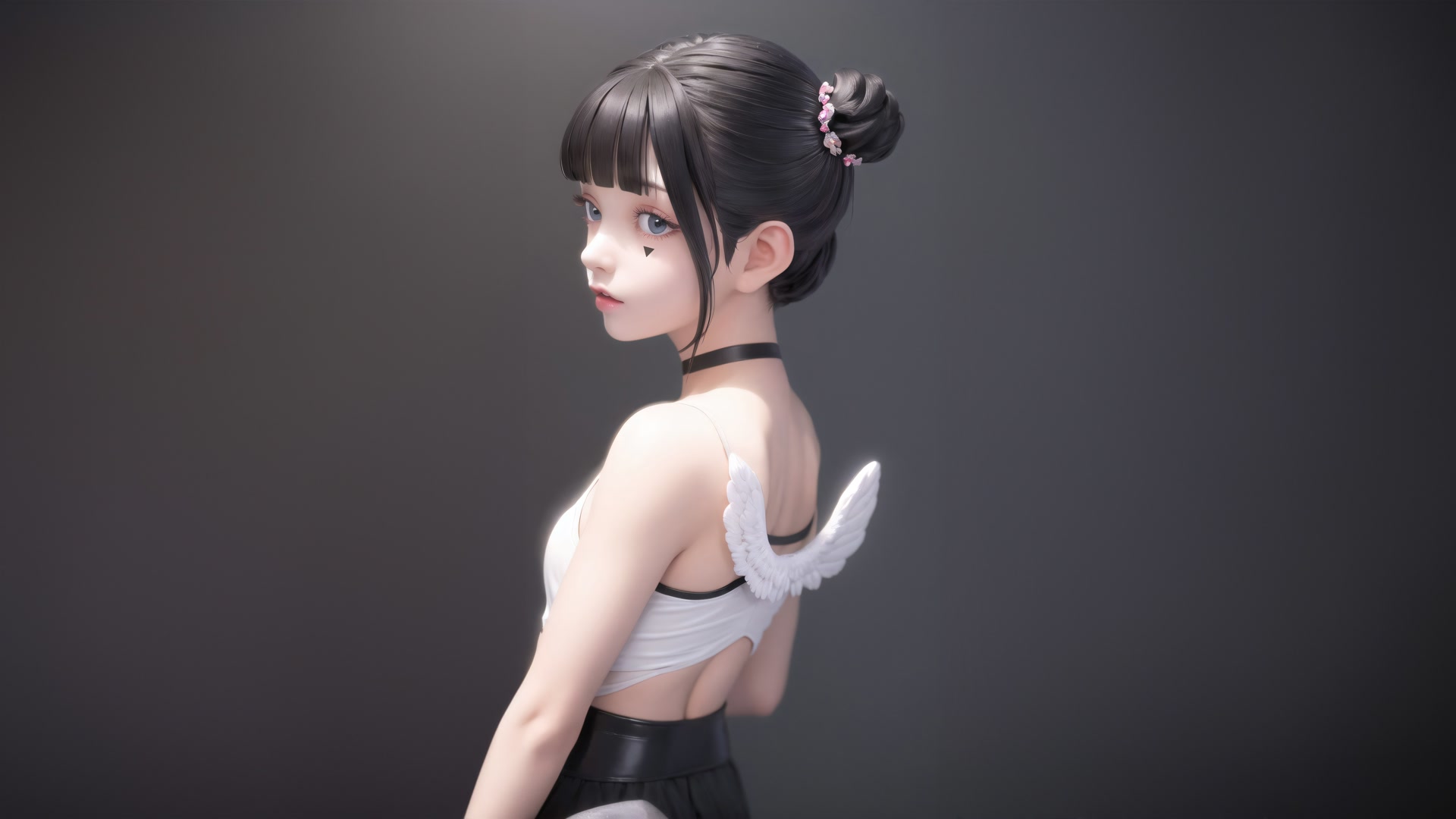 黑发蓝瞳少女