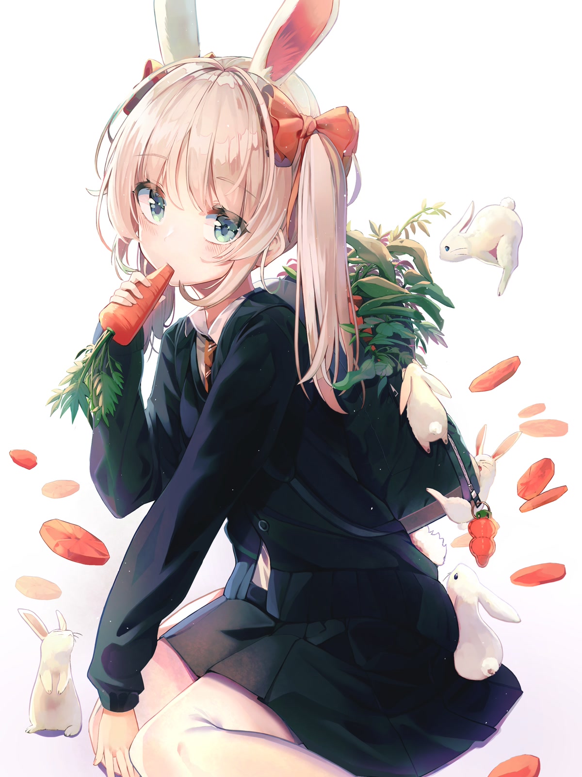 兔耳少女吃胡萝卜
