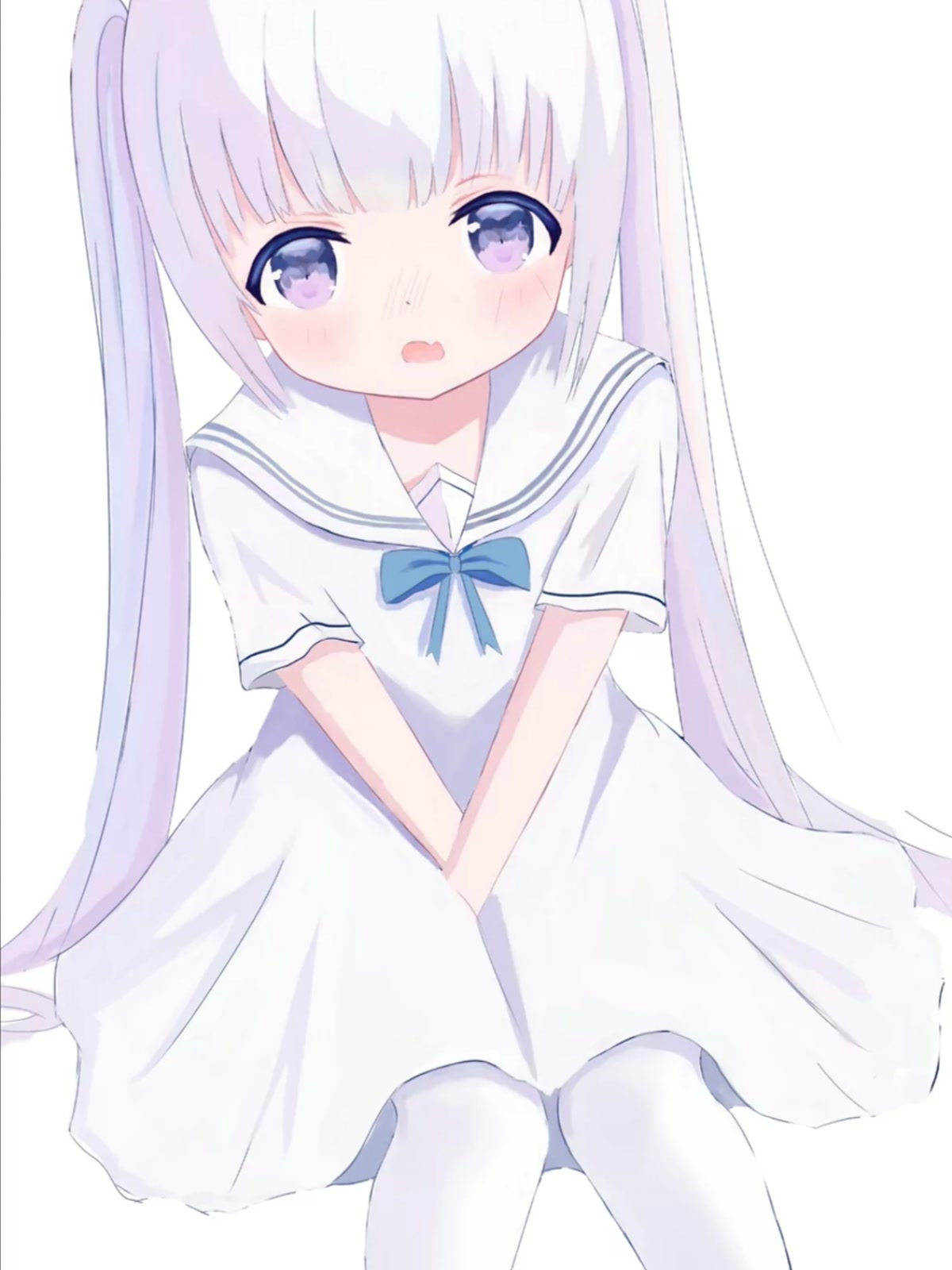 白裙双马尾少女