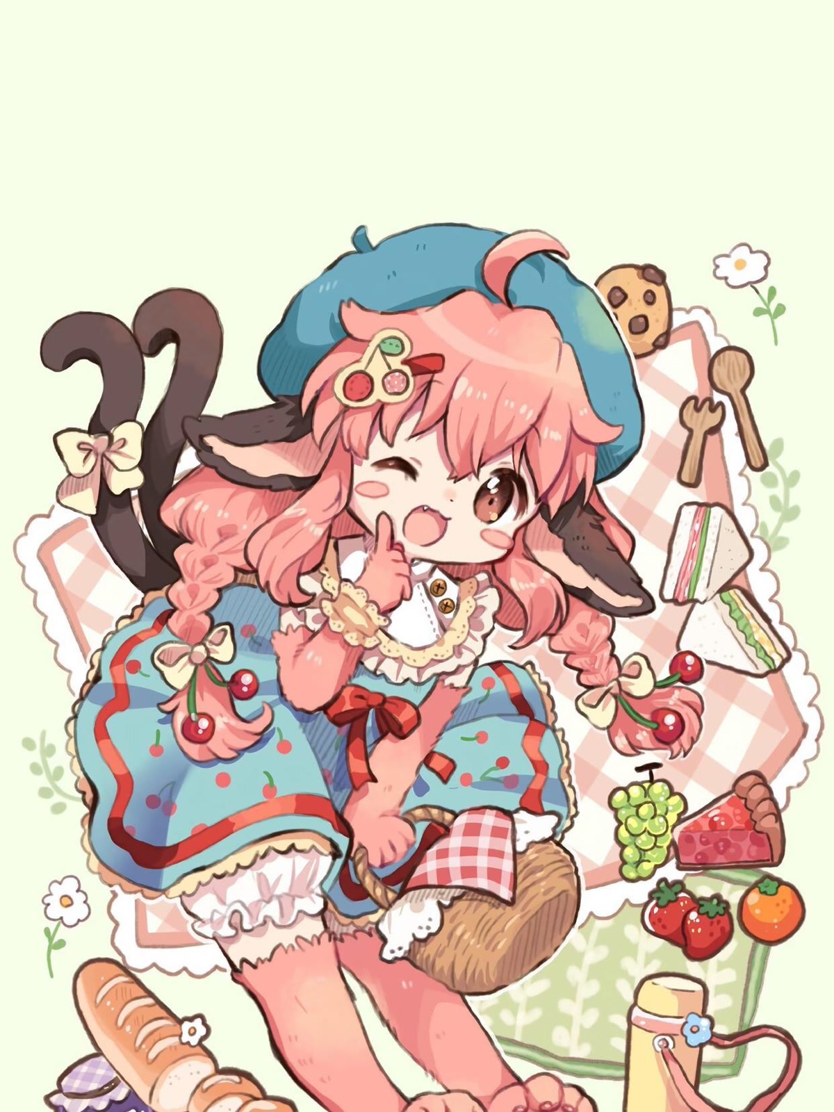 粉发少女野餐图