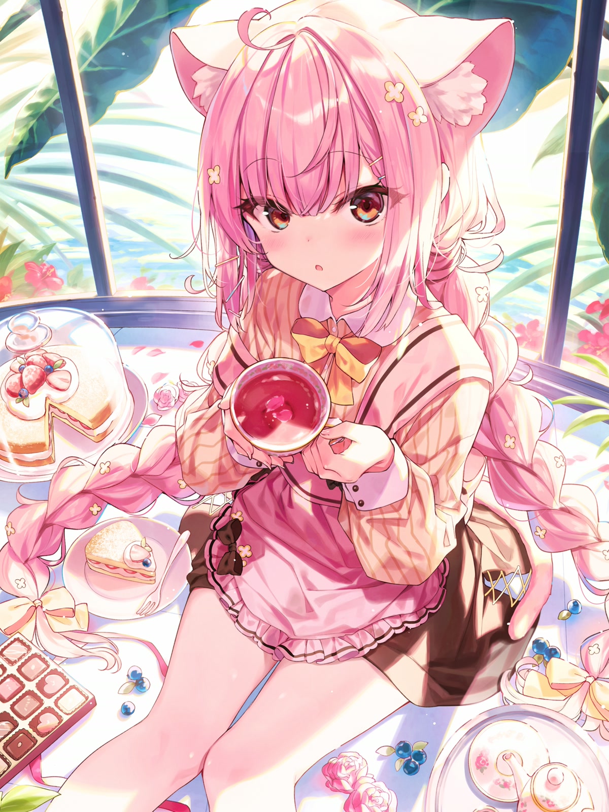 粉发猫耳少女