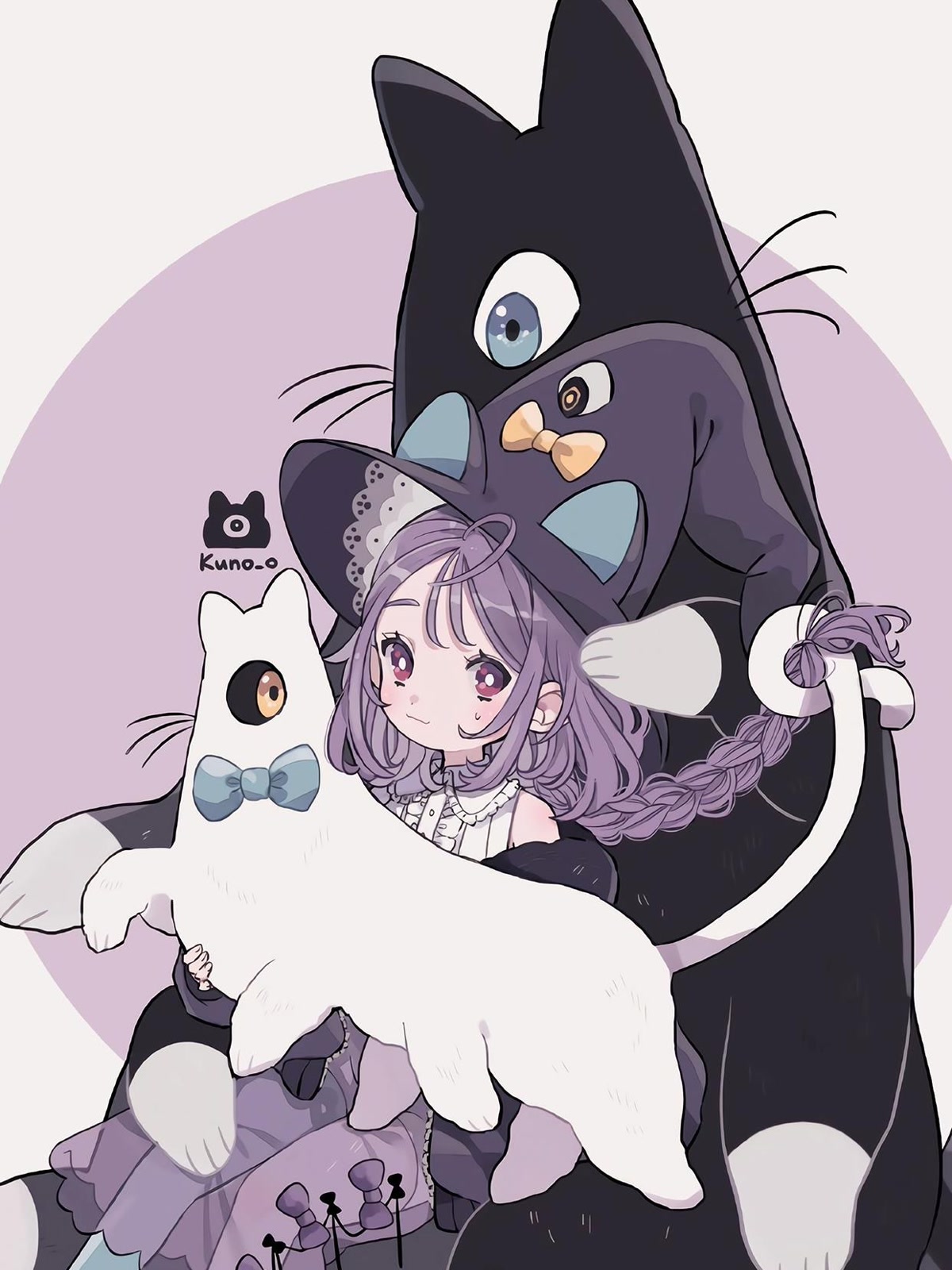 紫发少女与黑猫