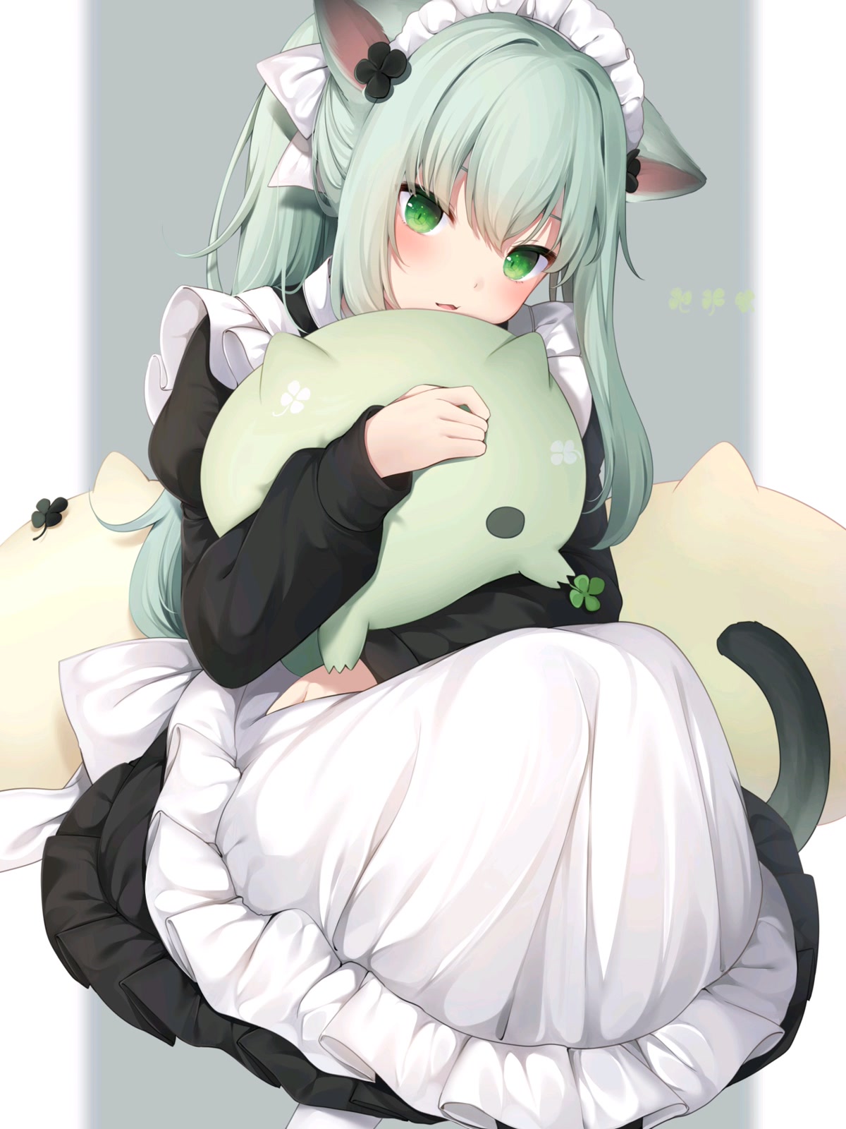 绿发猫娘抱枕