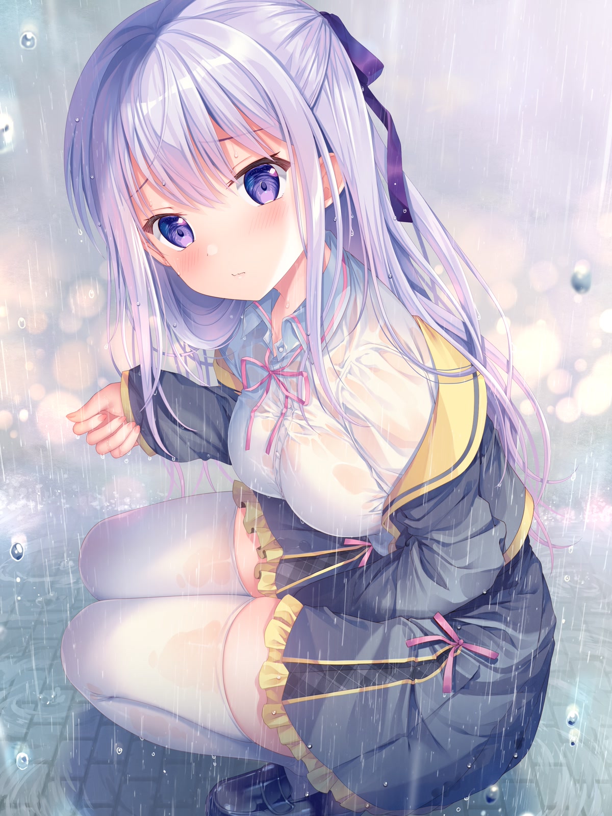 雨夜少女白裙
