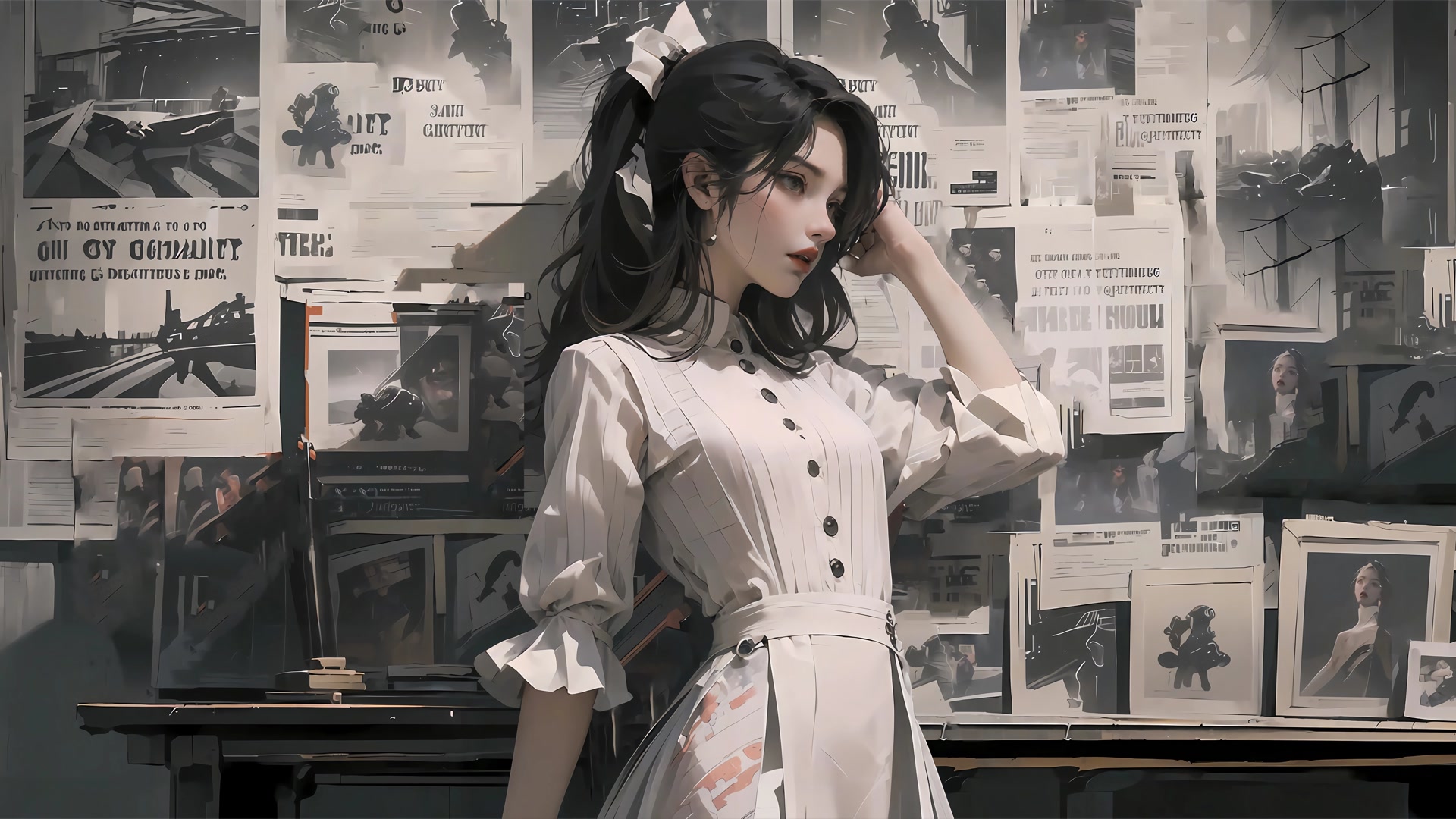 复古报墙少女