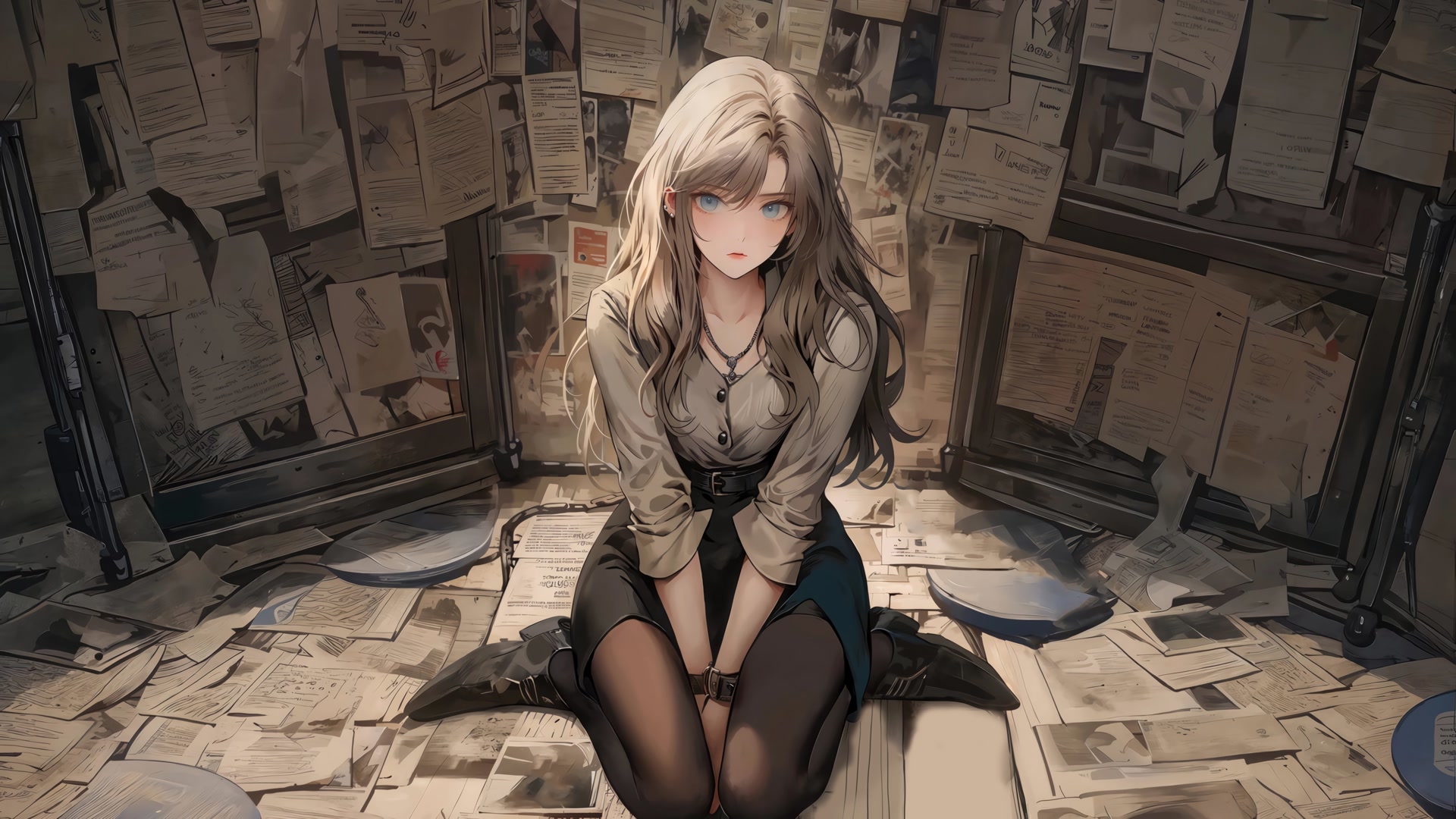 废墟少女独坐