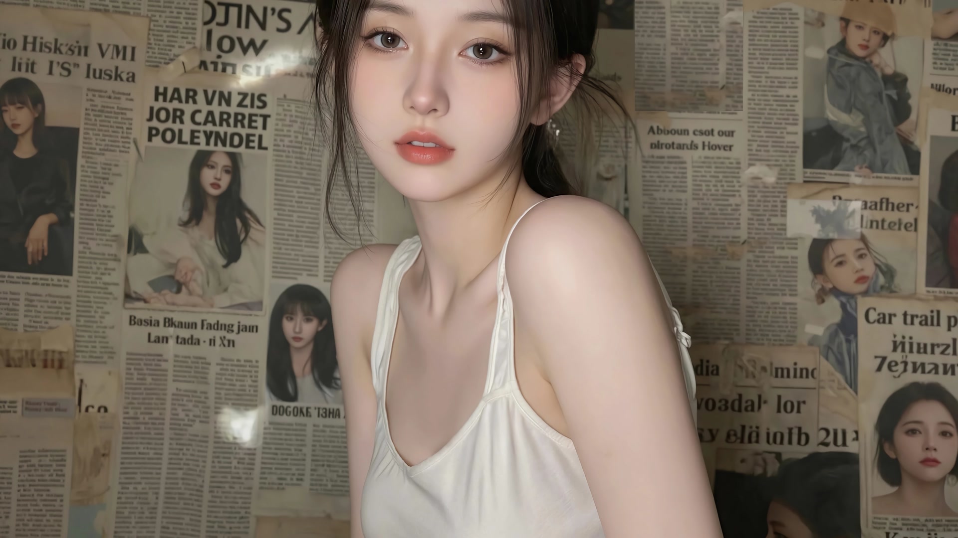 报纸女郎凝视