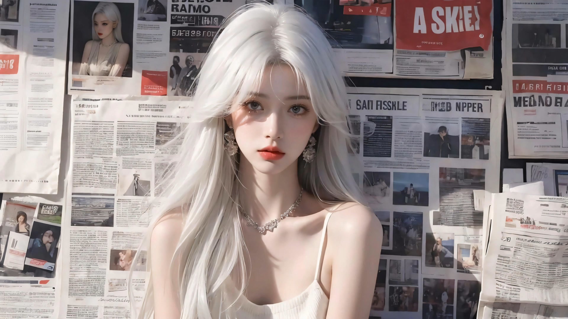 白发少女看镜头