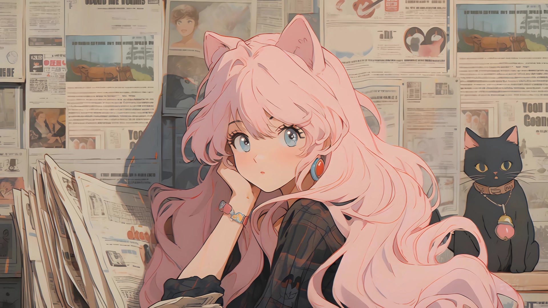 粉发猫耳少女