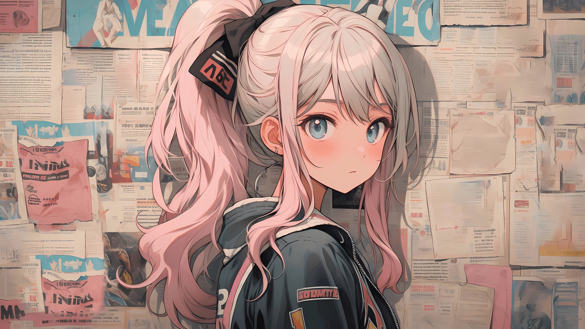 粉发蓝眼少女