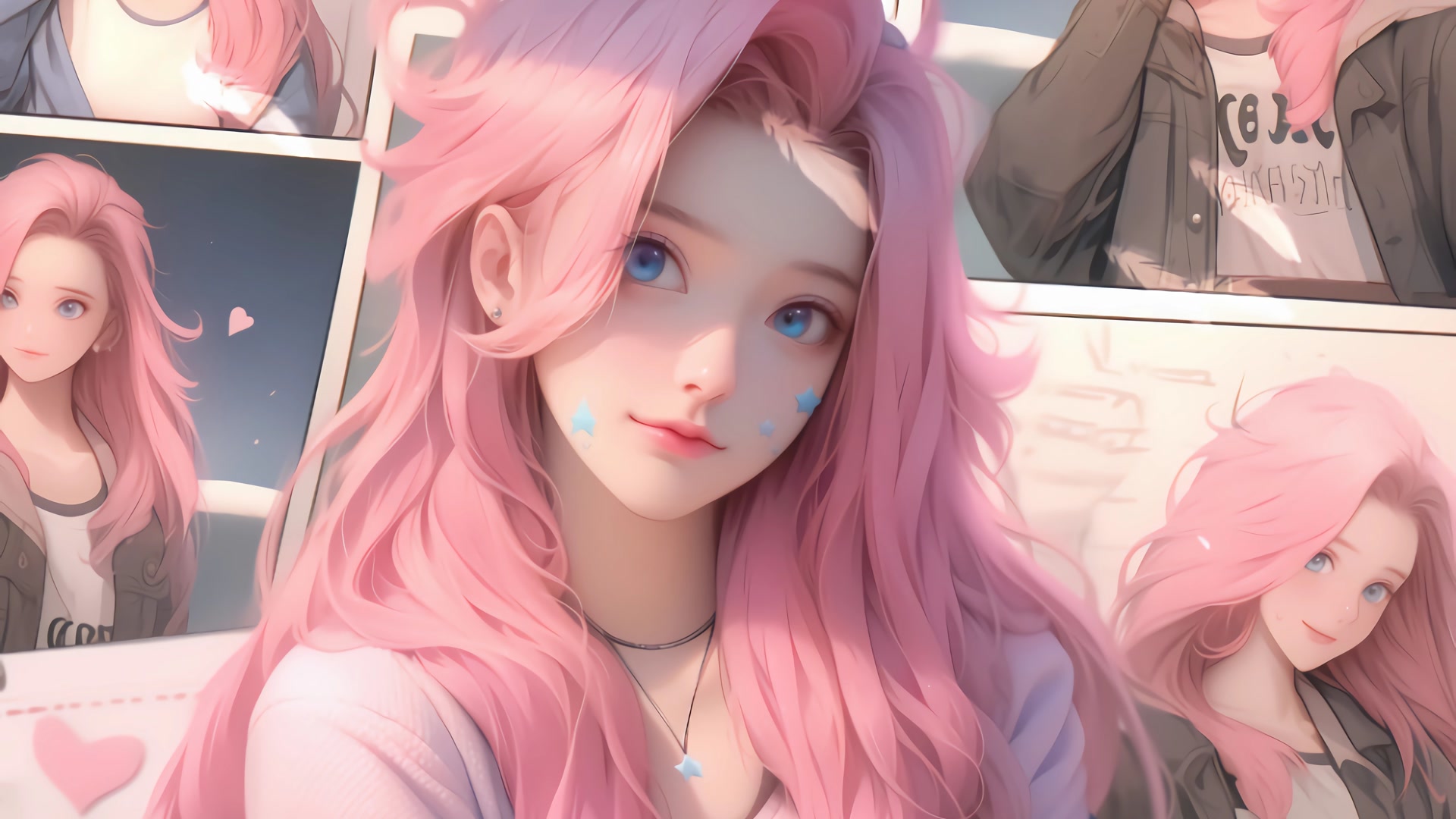 粉发蓝眼少女