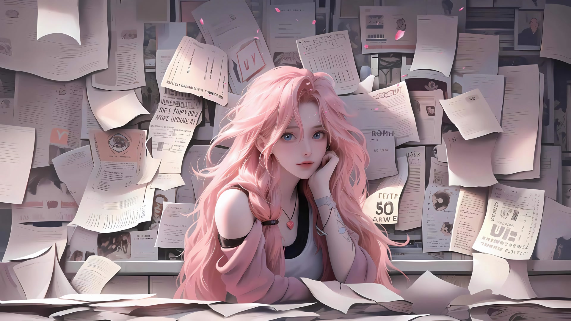 粉色长发少女
