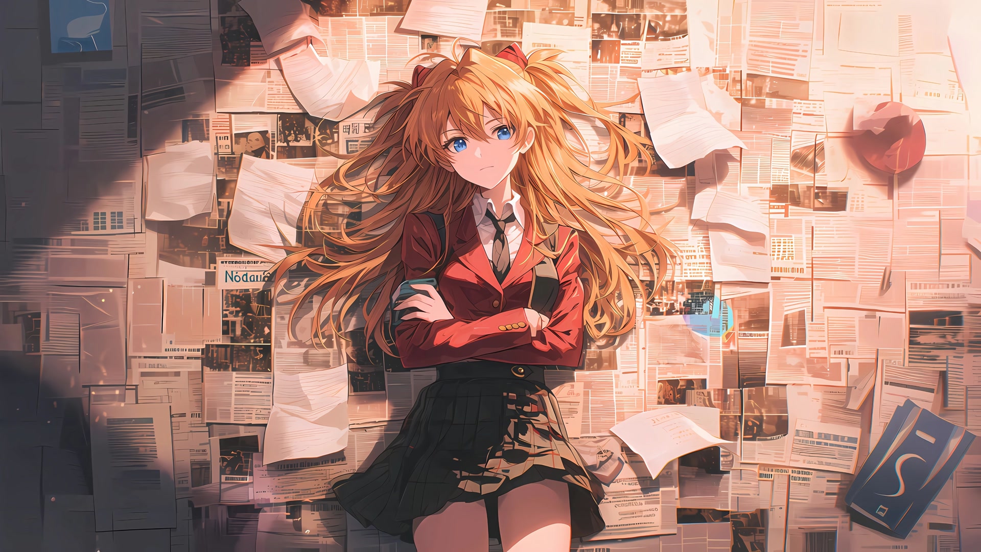 金发少女抱臂