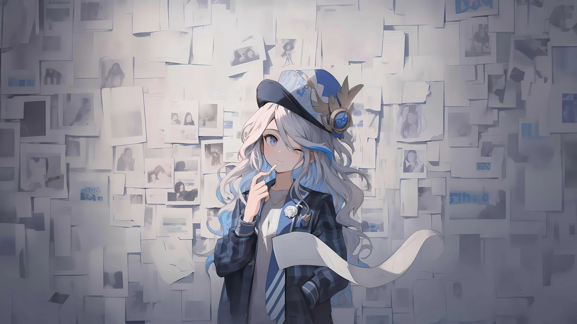 银发少女沉思
