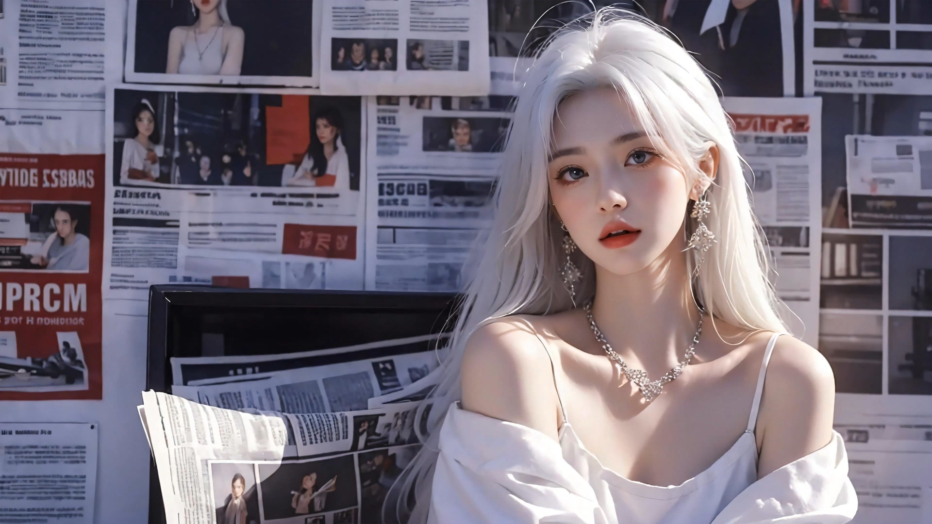 银发少女看镜头
