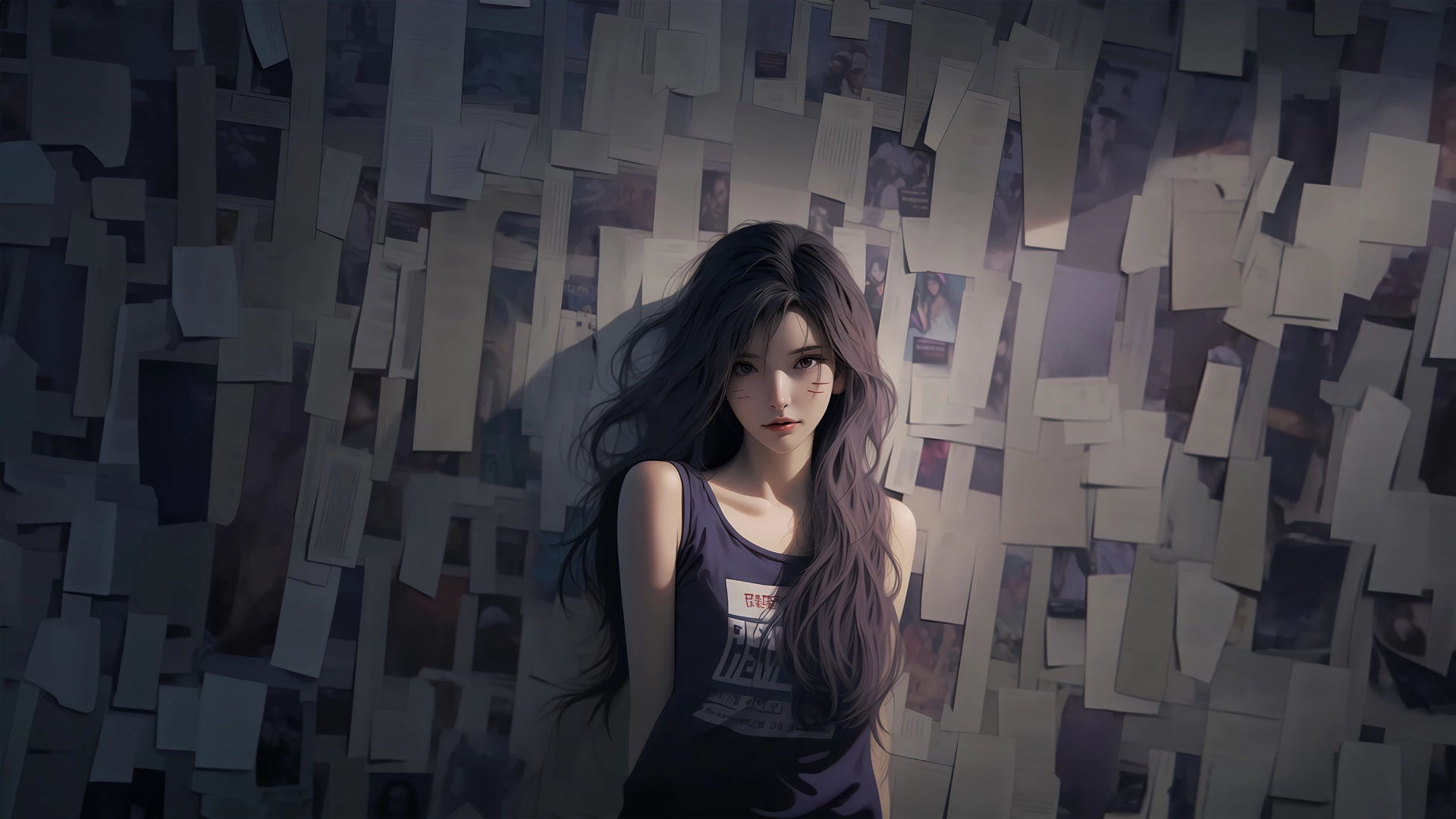 黑发红唇少女