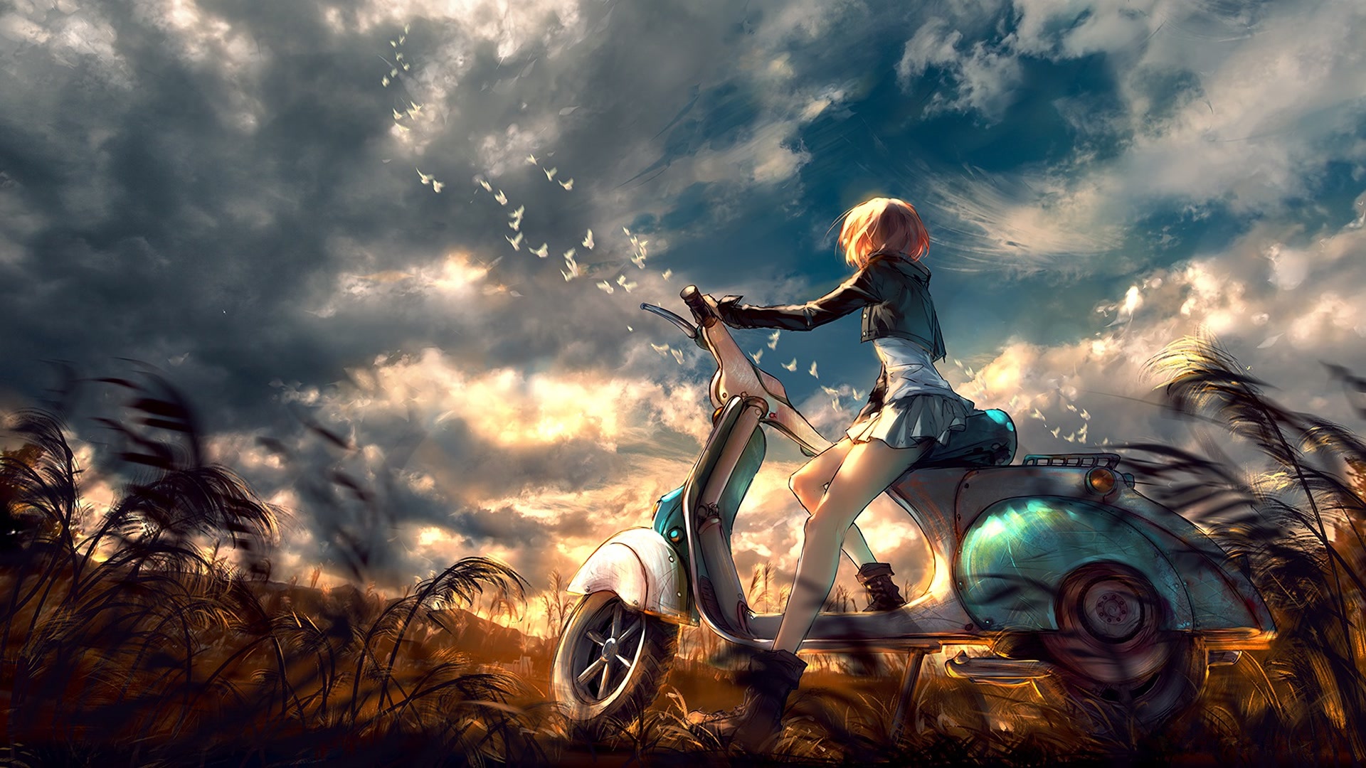 云下骑行少女