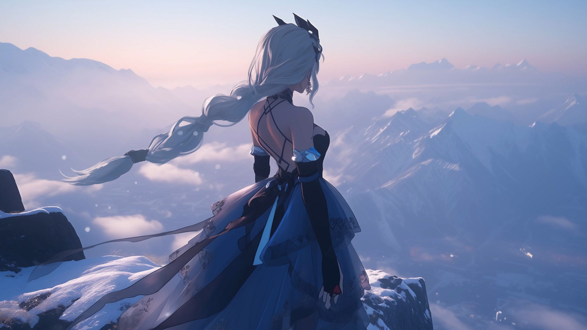 云端雪景少女