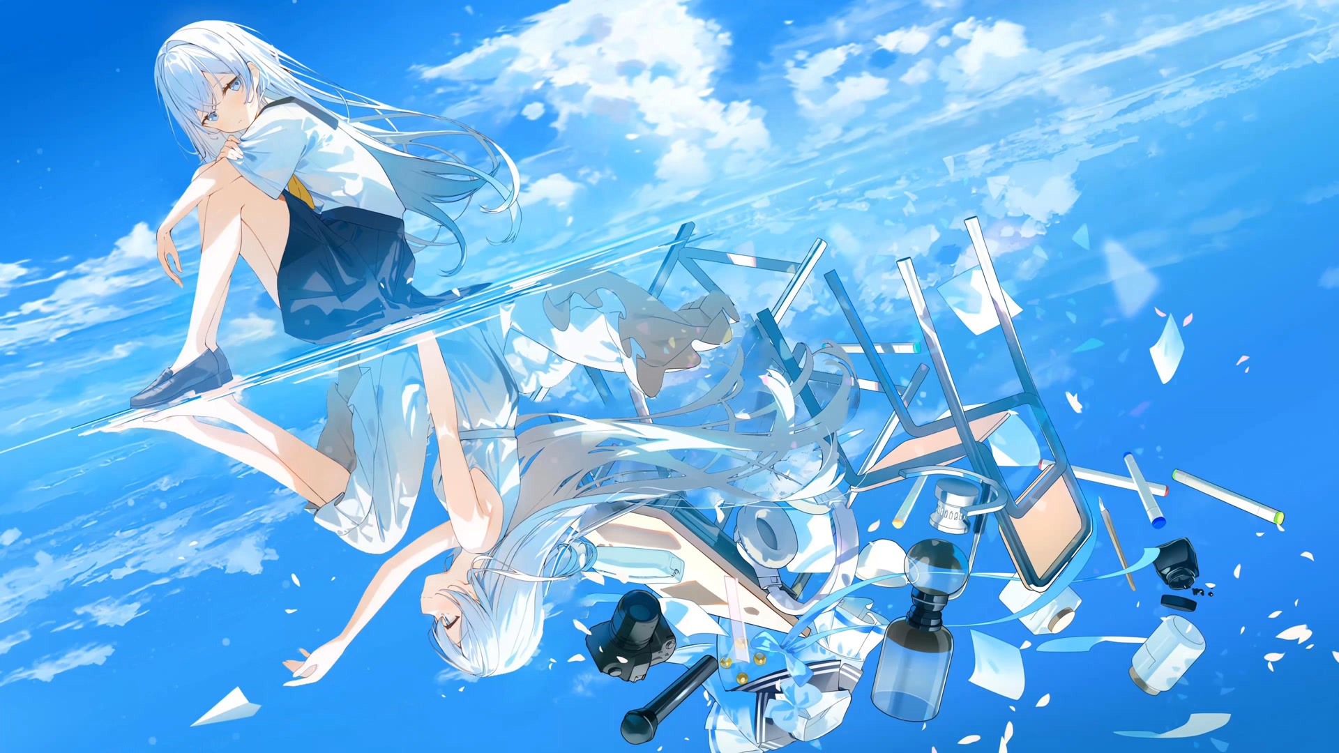 天空中的破碎少女