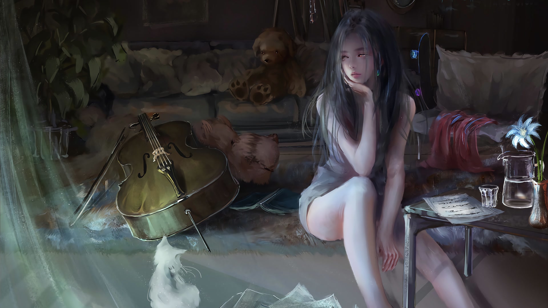 少女与旧提琴