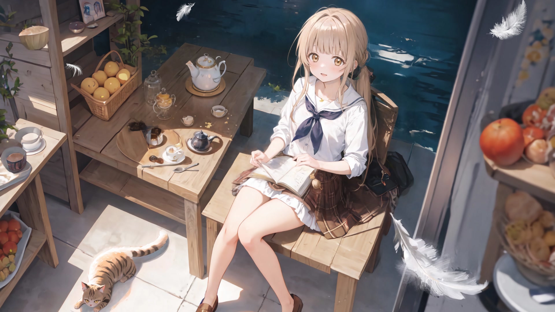 少女午后静坐