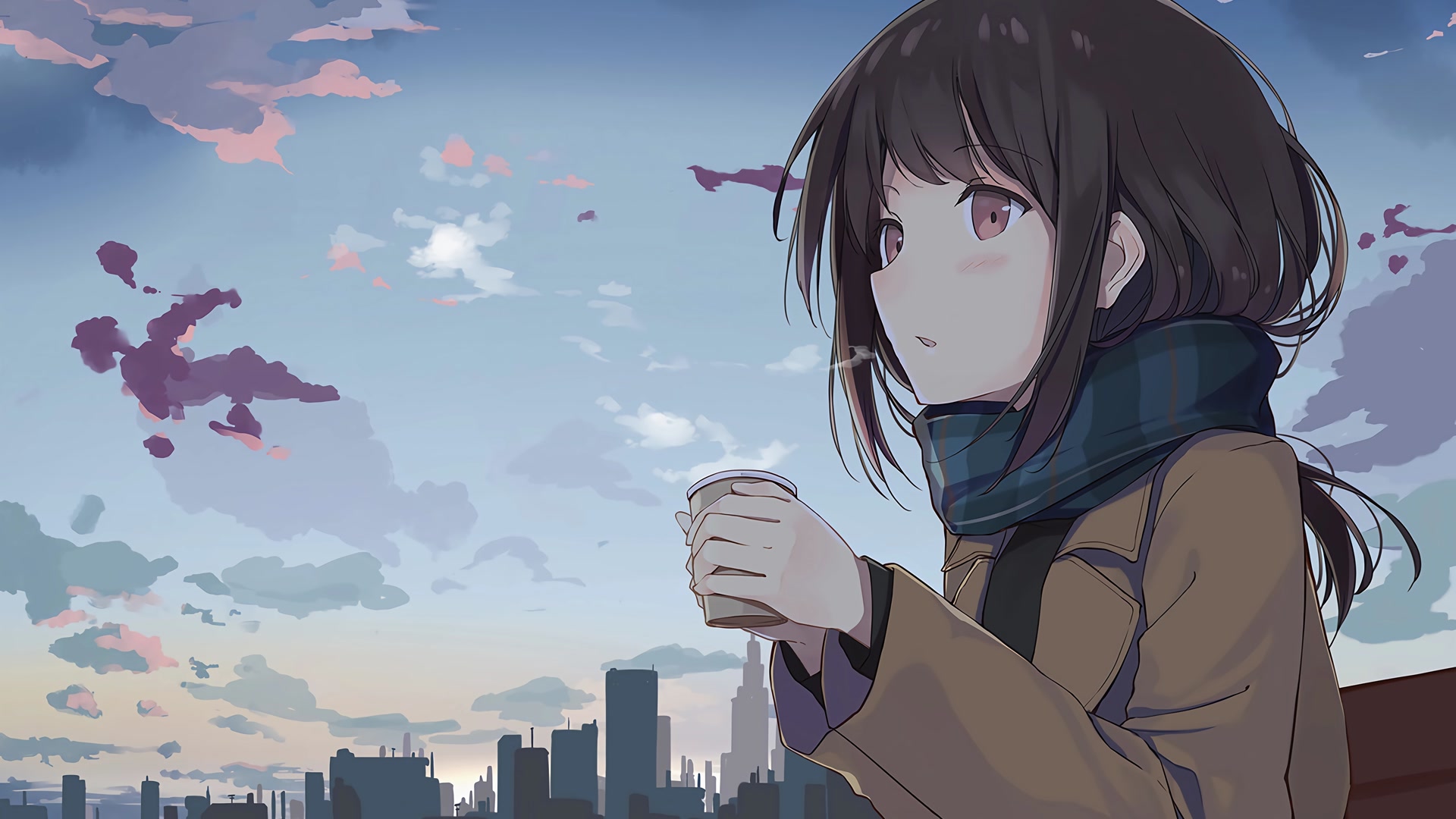 少女望城暮色