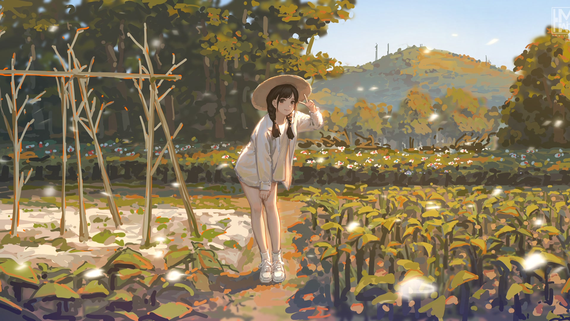 少女田园漫步